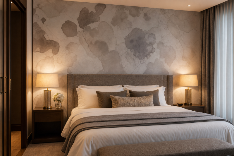 Rental-friendly bedroom mural wallpaper