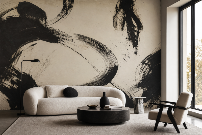 Abstract brushstroke mural wallpaper colour direction