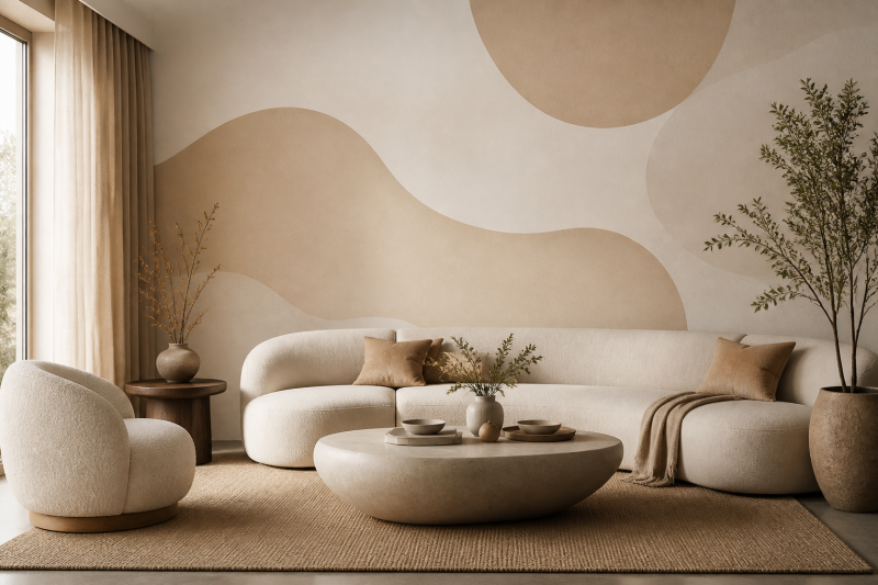 Organic abstract mural wallpaper design