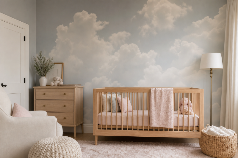 Cloud mural wallpaper surface and wall texture