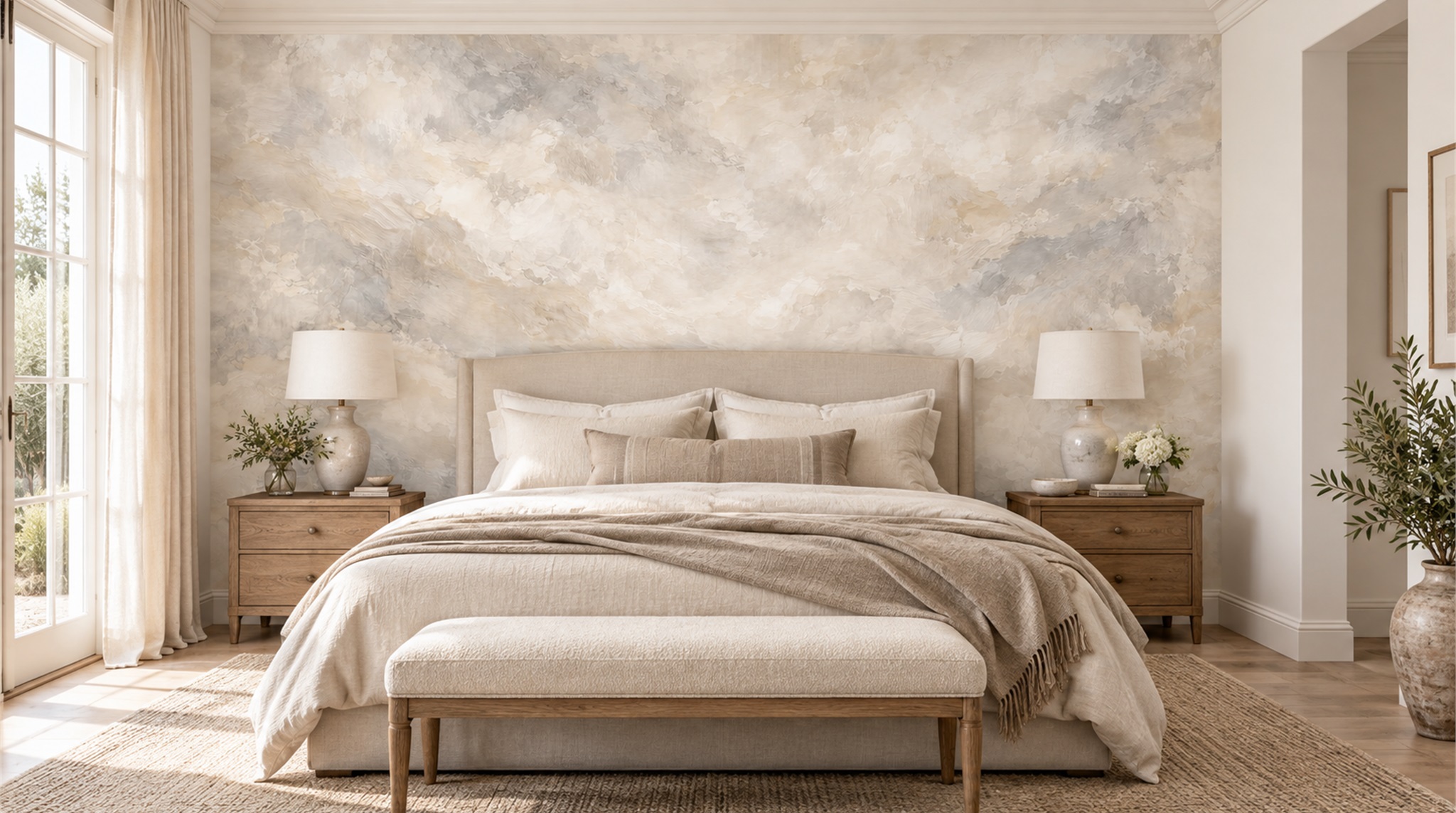 Ivory Soft Cloudscape Wallpaper Mural Main