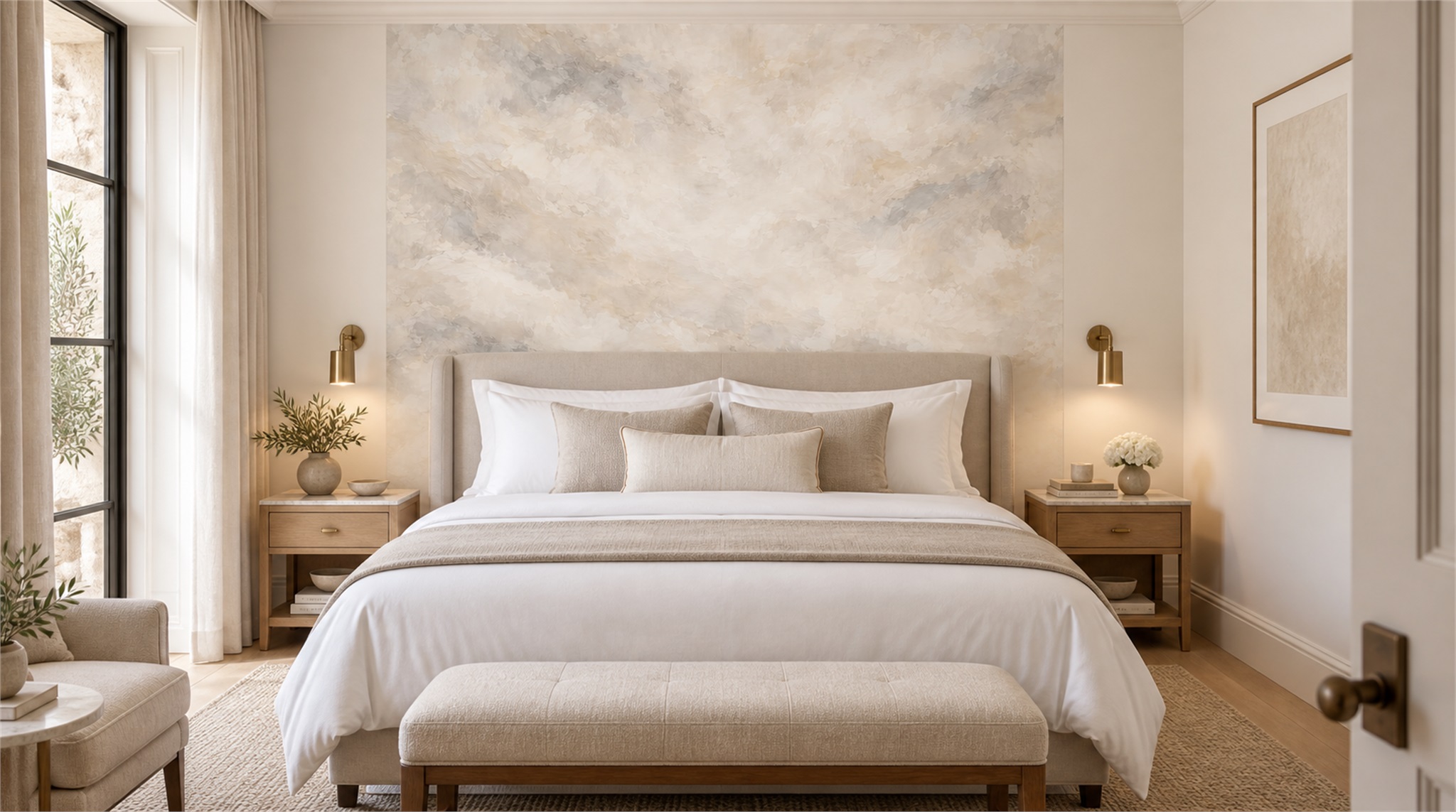 Ivory Soft Cloudscape Wallpaper Mural Scene