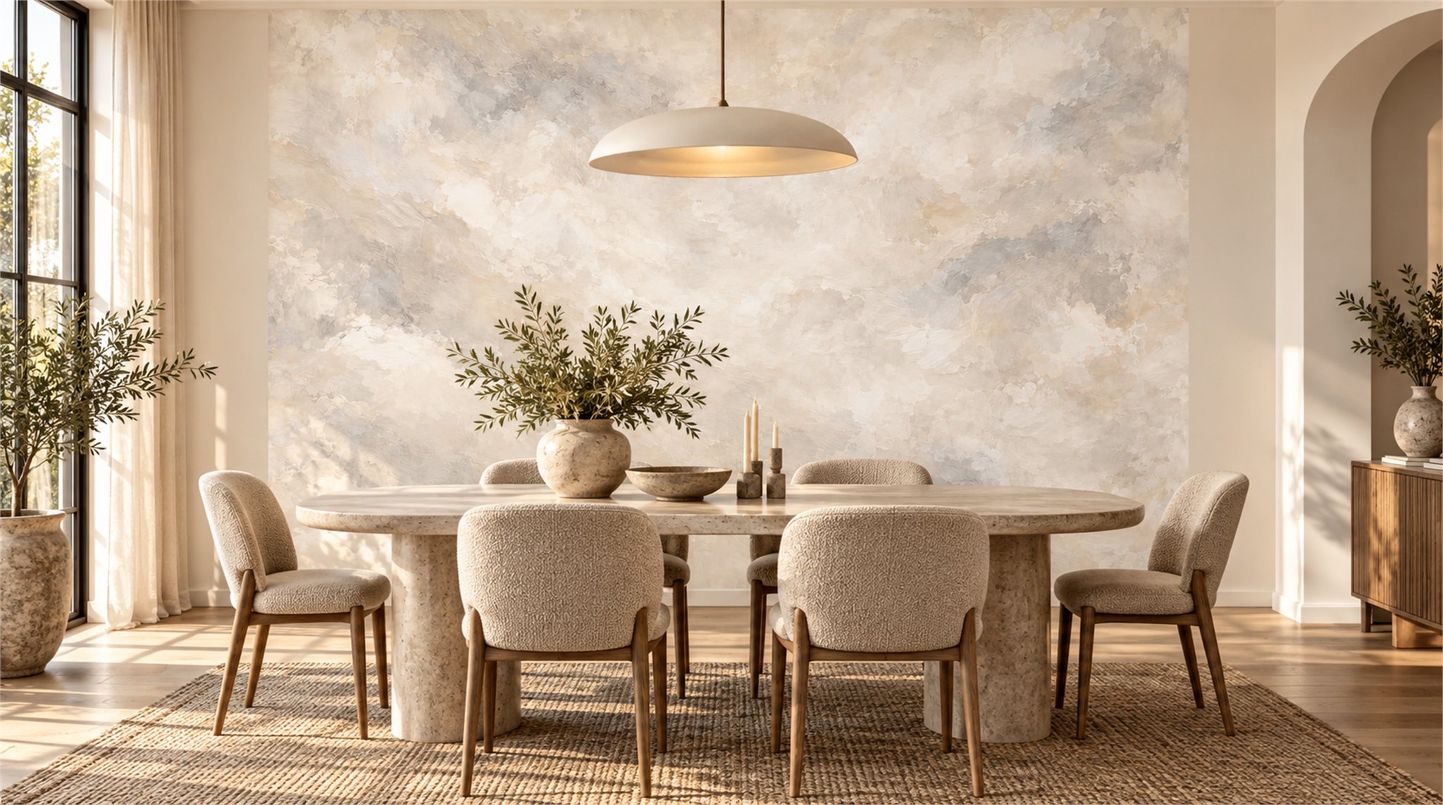 Ivory Soft Cloudscape Wallpaper Mural Scene