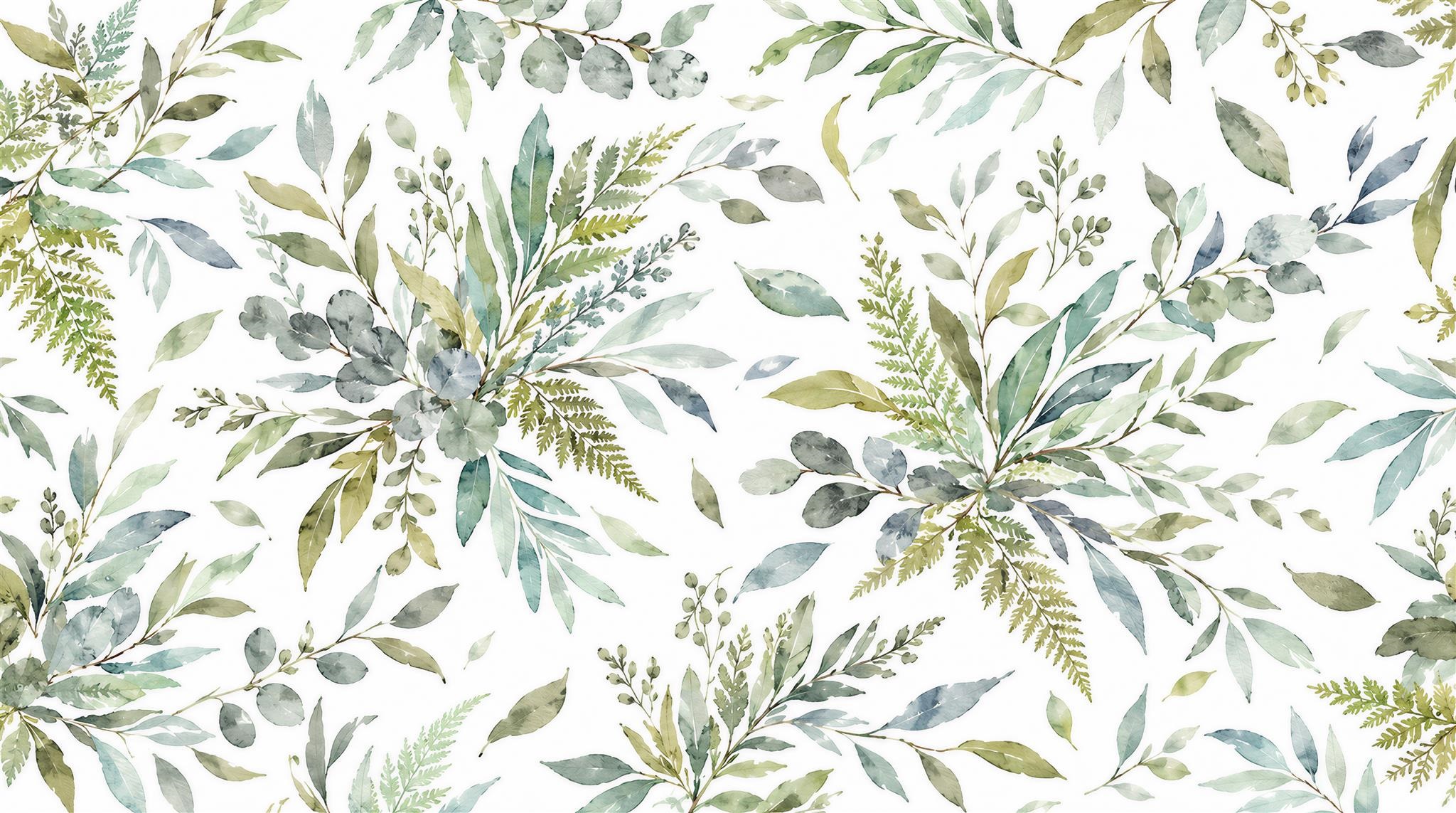 Sage Green Leaf Patterning Wallpaper Mural Main
