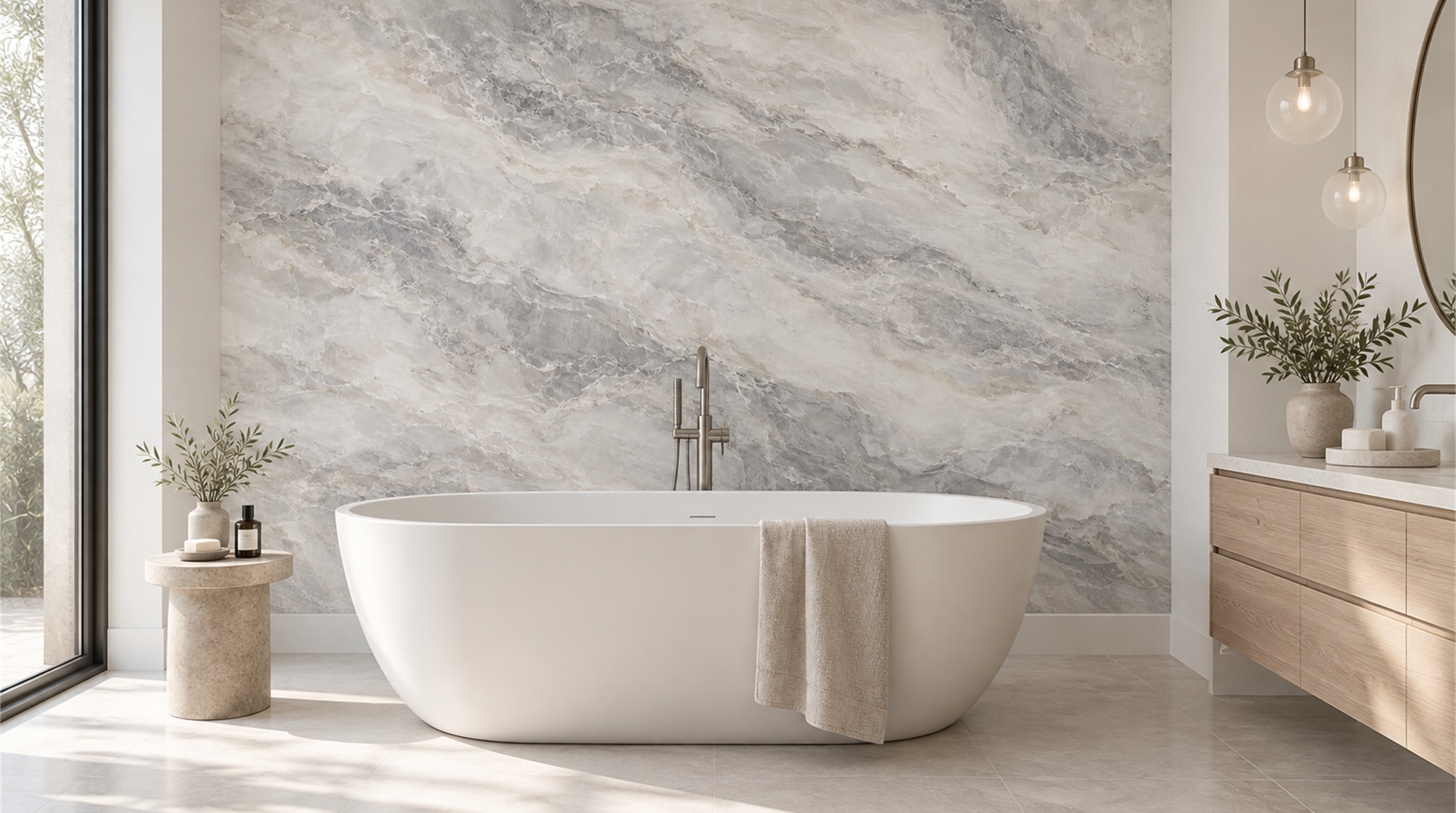 Grey Marble Veining Wallpaper Mural Main