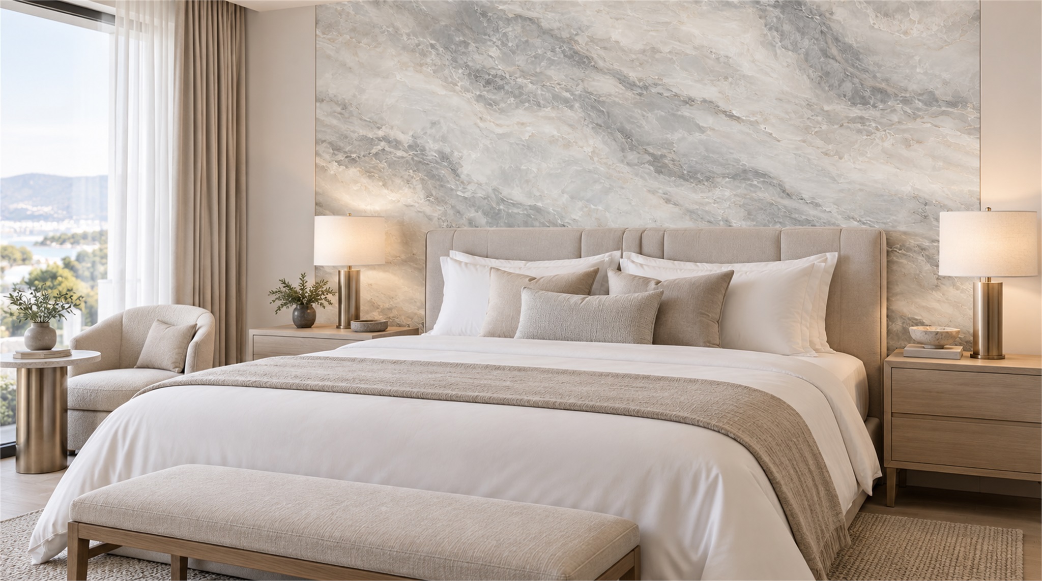 Grey Marble Veining Wallpaper Mural Scene