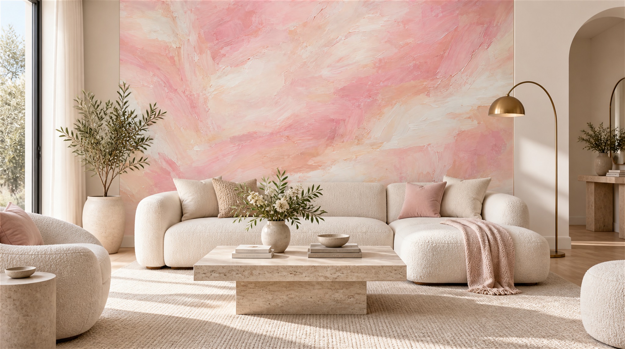 Pink Abstract Geometry Wallpaper Mural Scene
