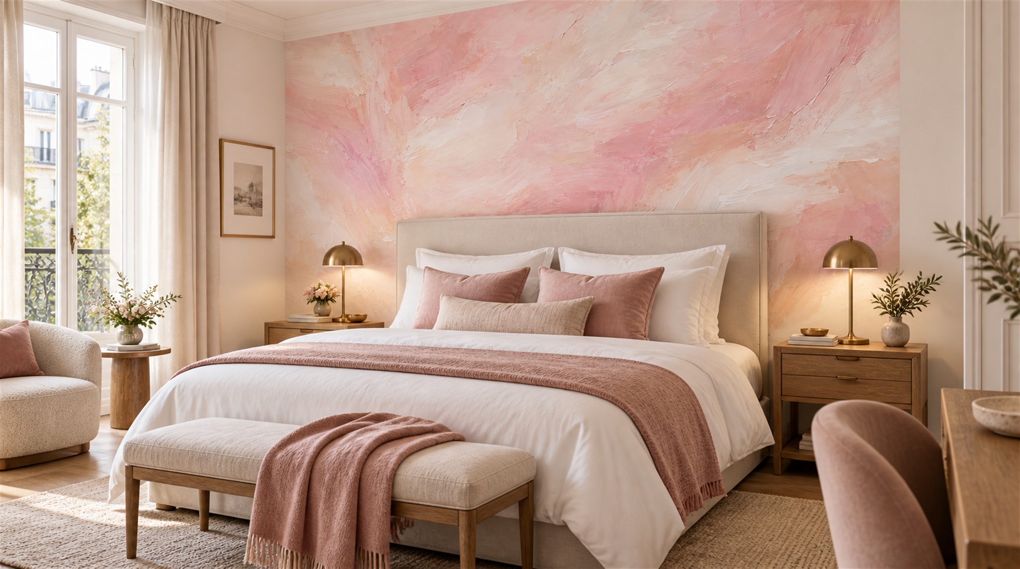 Pink Abstract Geometry Wallpaper Mural Scene