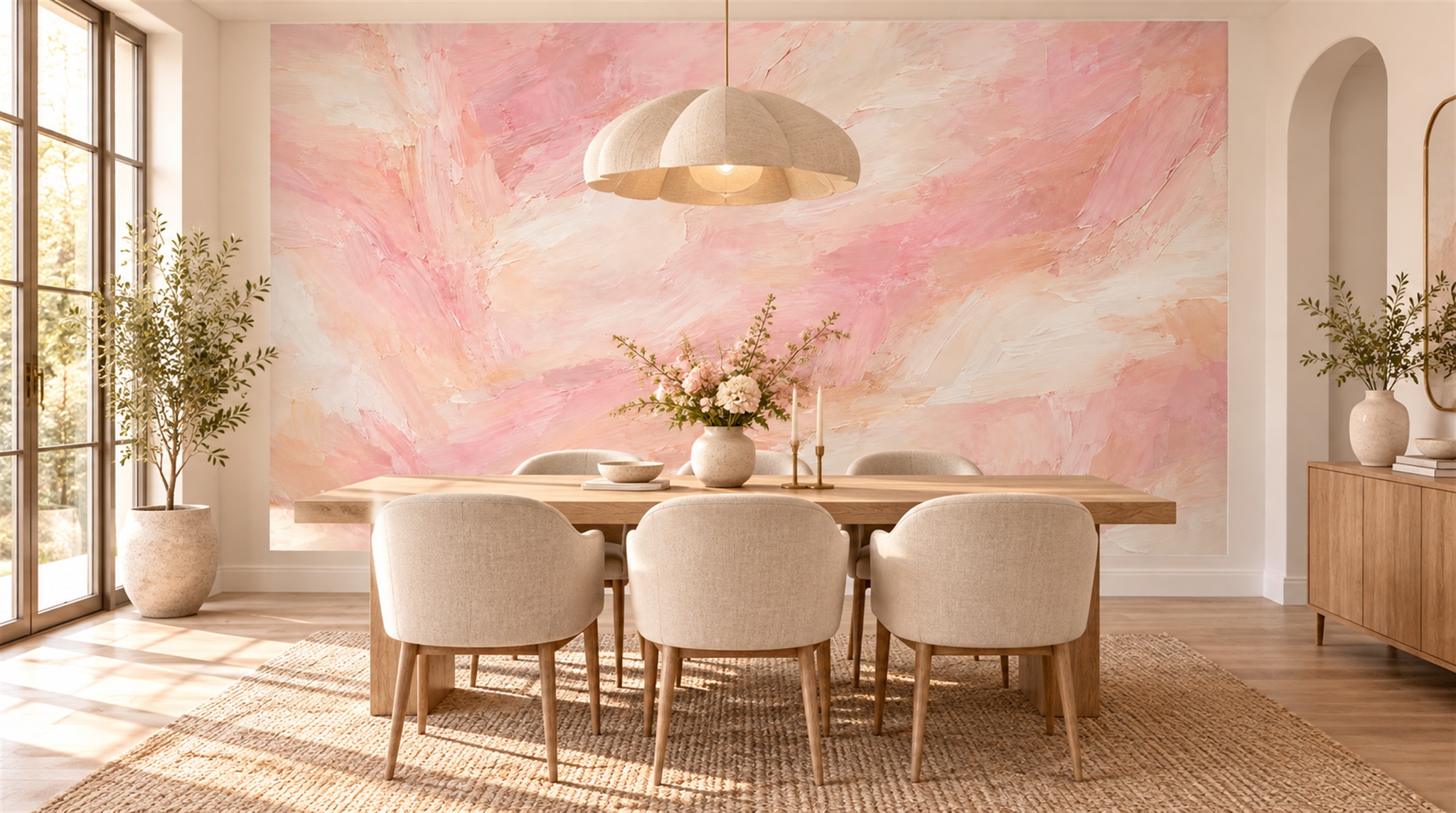 Pink Abstract Geometry Wallpaper Mural Scene