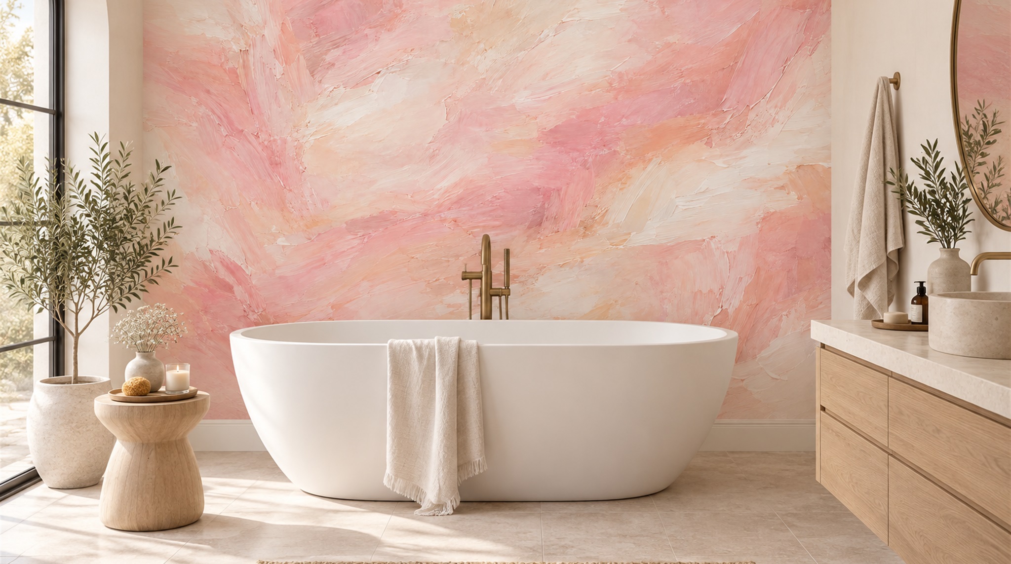 Pink Abstract Geometry Wallpaper Mural Scene
