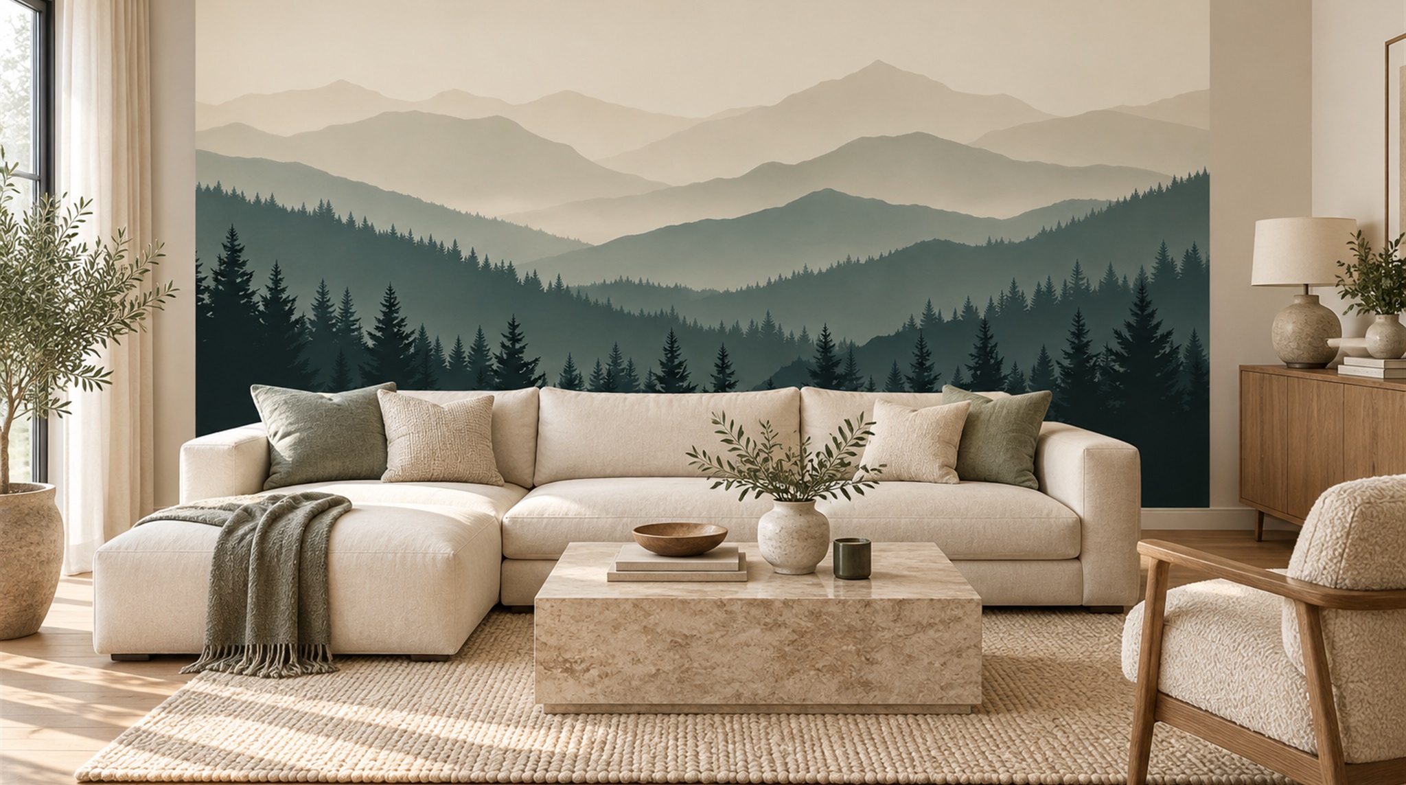 Blue Alpine Ridges Wallpaper Mural Main