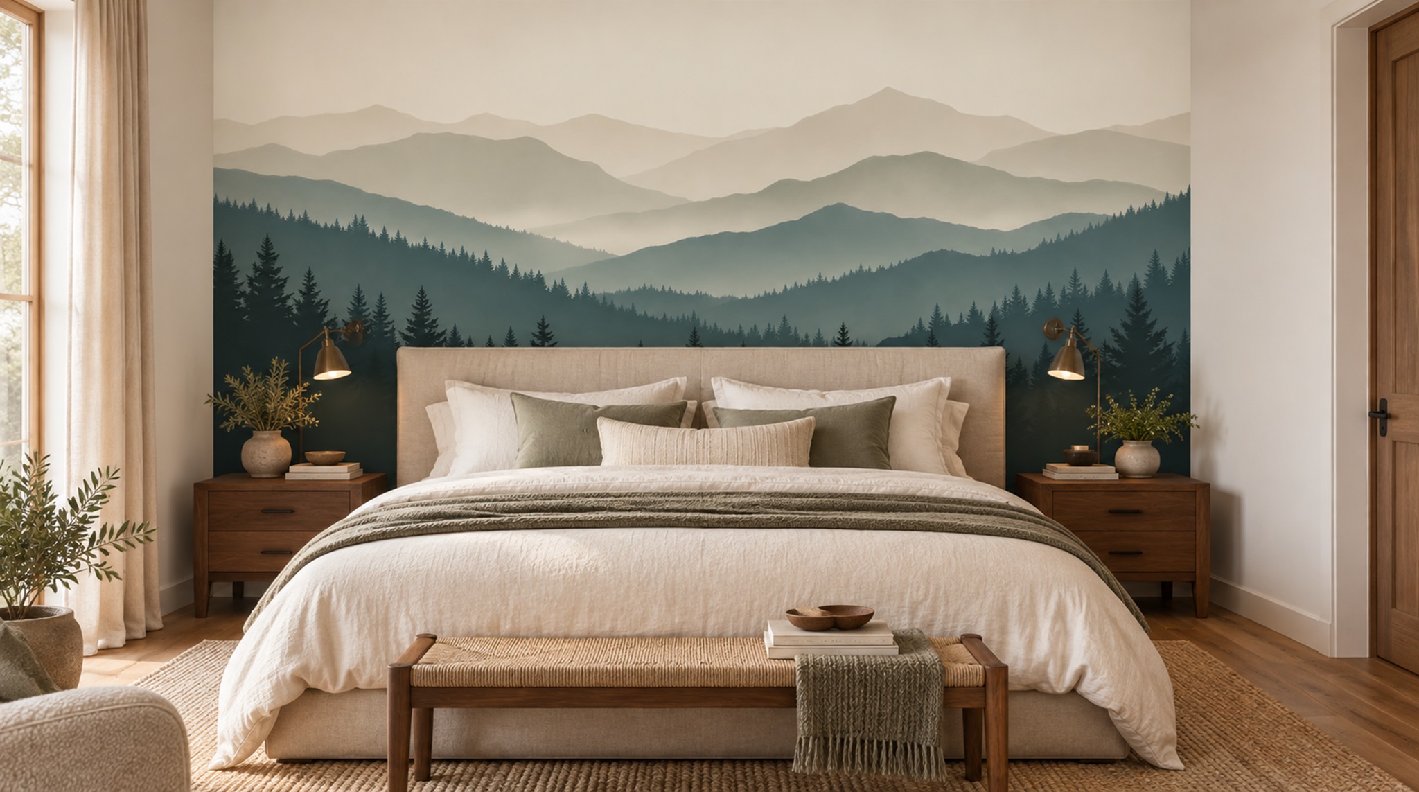 Blue Alpine Ridges Wallpaper Mural Scene