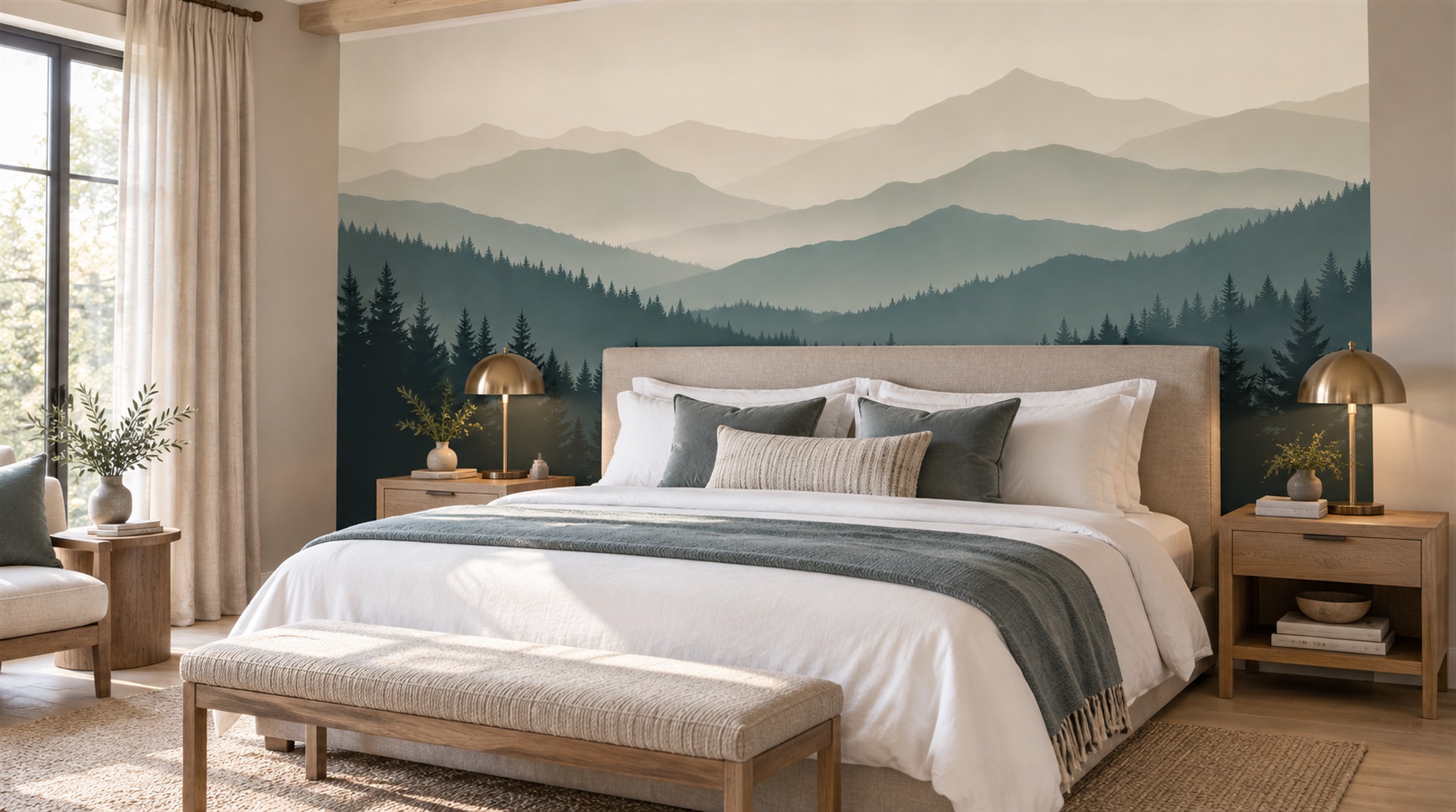 Blue Alpine Ridges Wallpaper Mural Scene