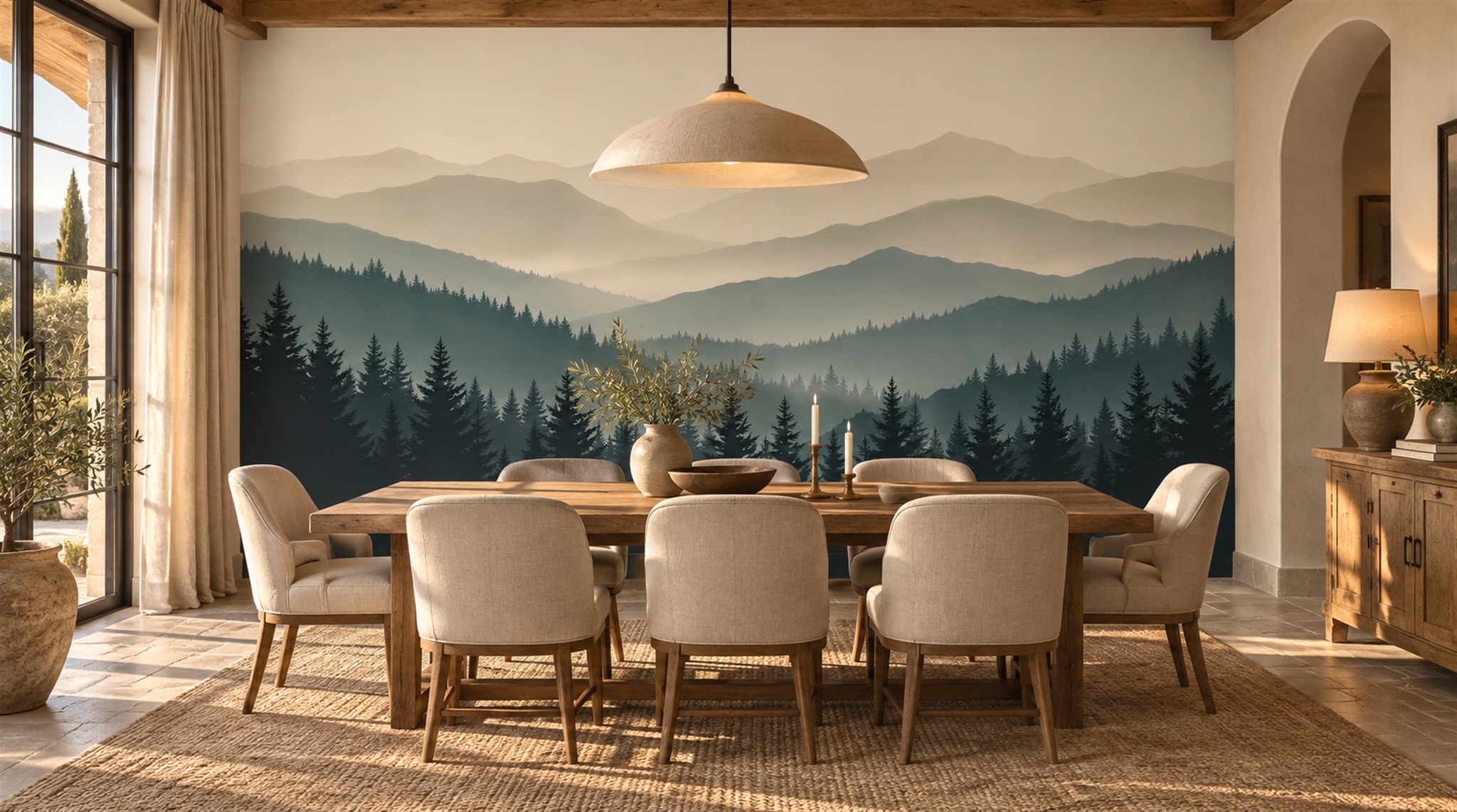 Blue Alpine Ridges Wallpaper Mural Scene
