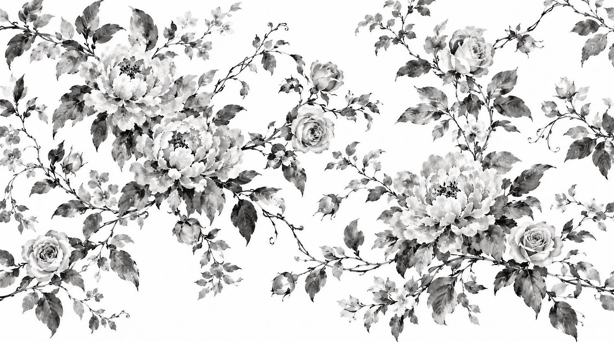Natural Floral Foliage Wallpaper Mural Scene