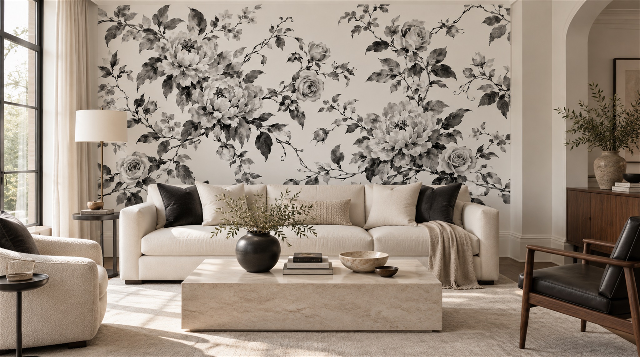 Natural Floral Foliage Wallpaper Mural Scene
