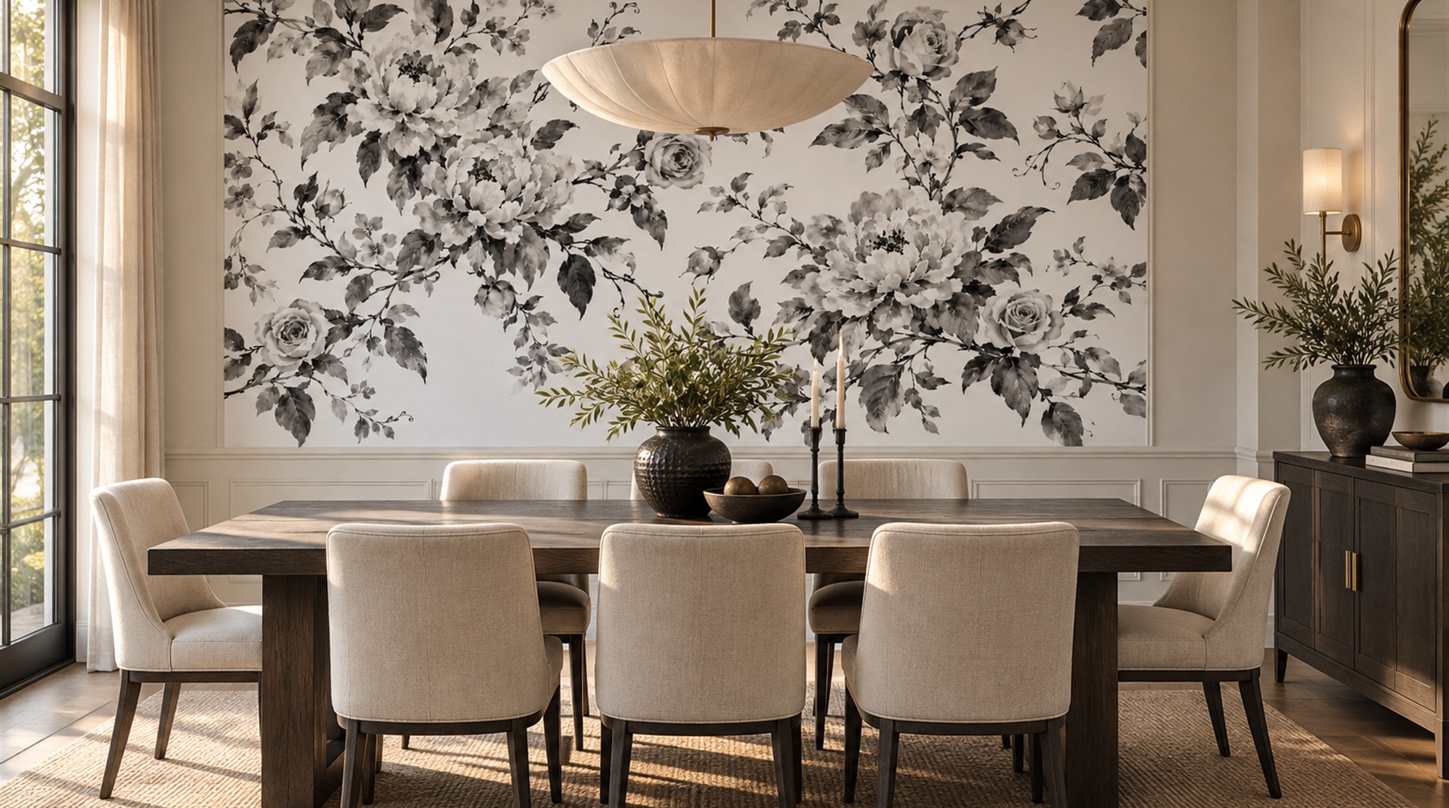 Natural Floral Foliage Wallpaper Mural Scene