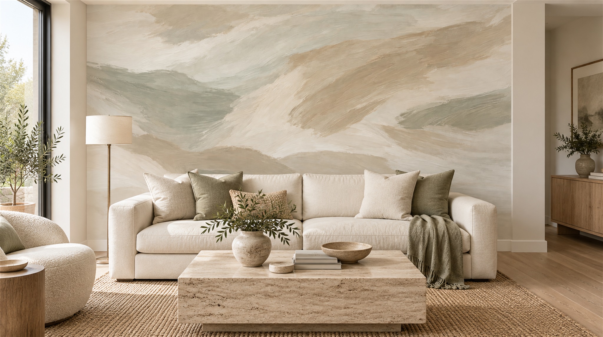 Beige Abstract Geometry Wallpaper Mural Main