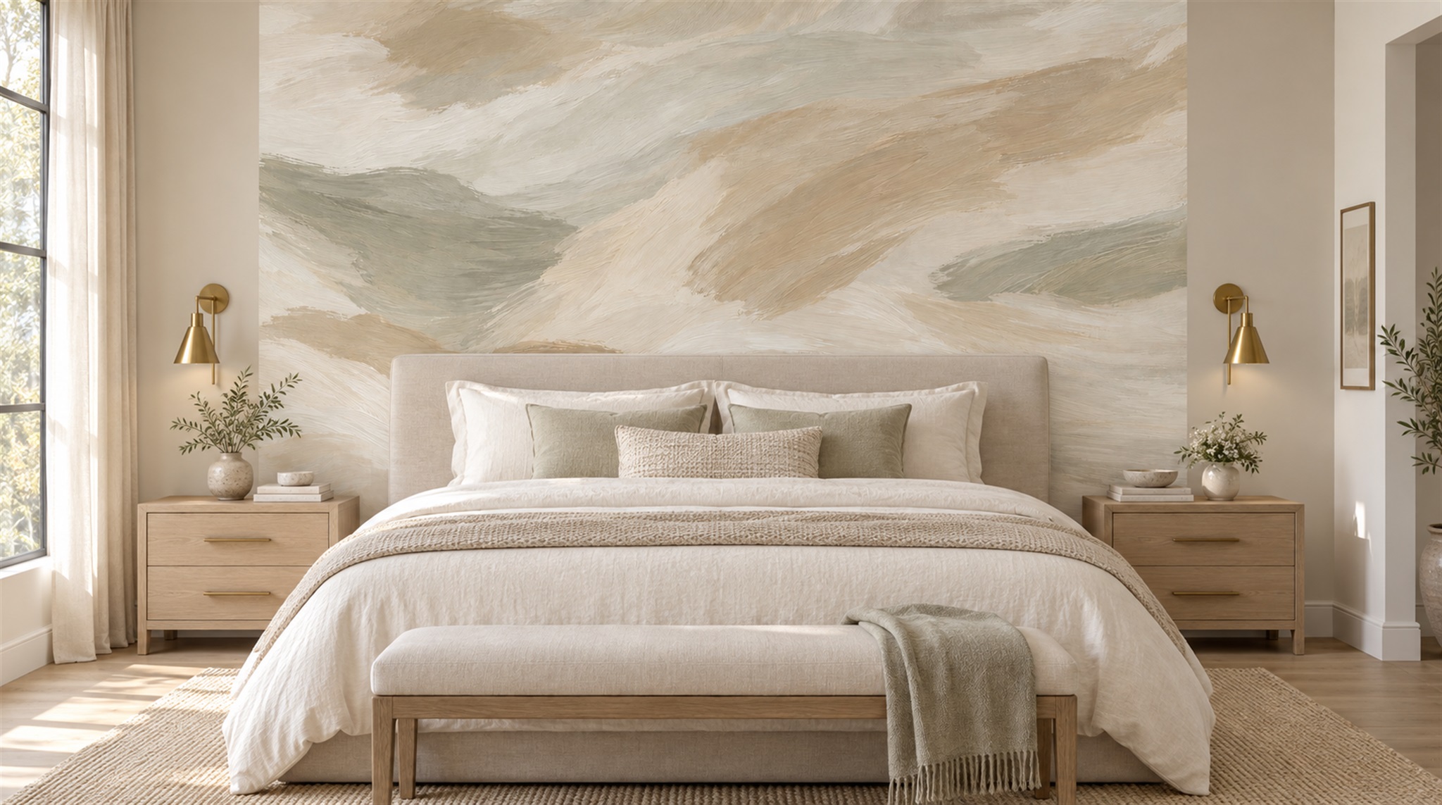 Beige Abstract Geometry Wallpaper Mural Scene