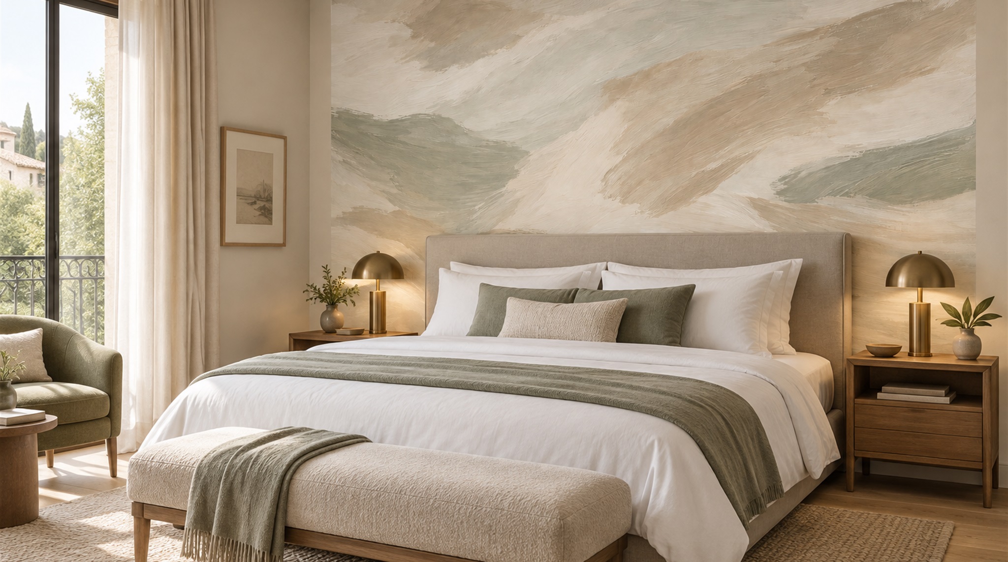 Beige Abstract Geometry Wallpaper Mural Scene