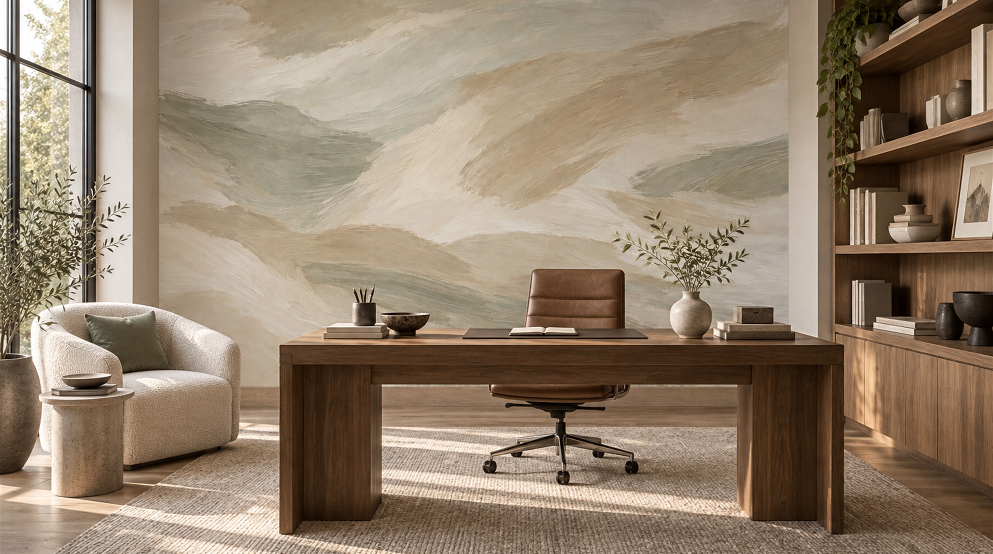 Beige Abstract Geometry Wallpaper Mural Scene