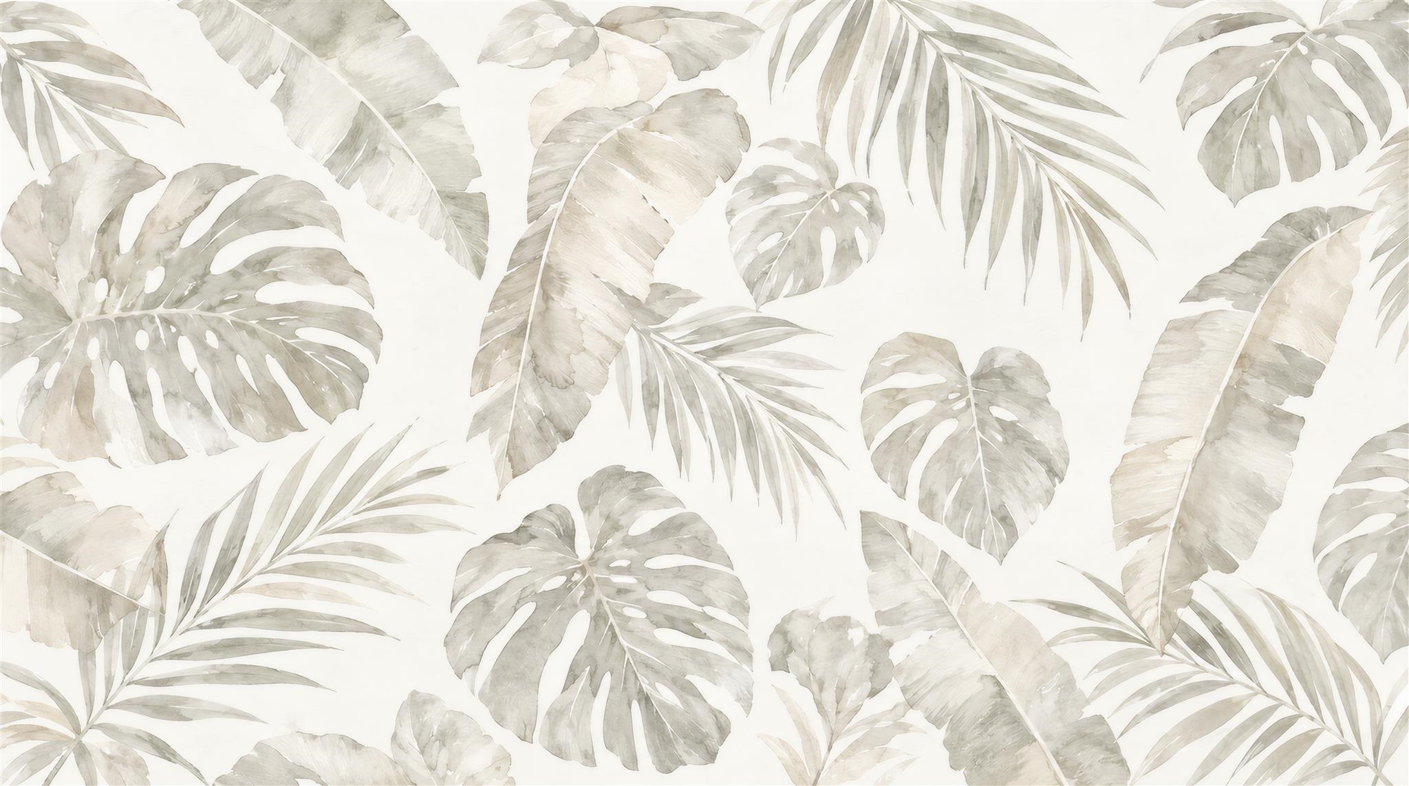 Ivory Palm Leaves Wallpaper Mural Scene