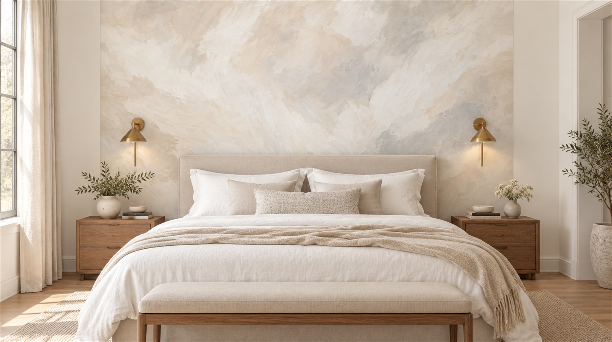 Ivory Soft Cloudscape Wallpaper Mural Scene