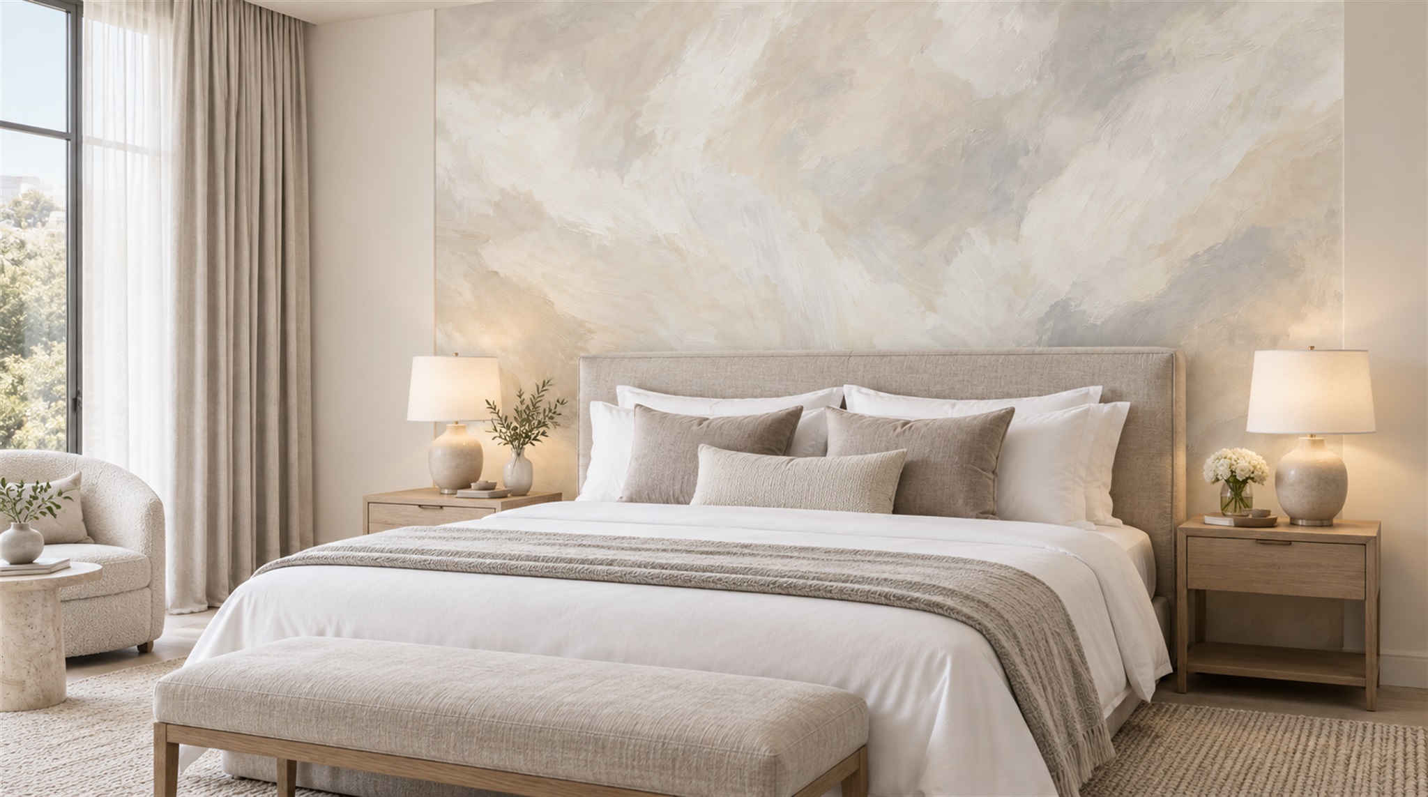 Ivory Soft Cloudscape Wallpaper Mural Scene