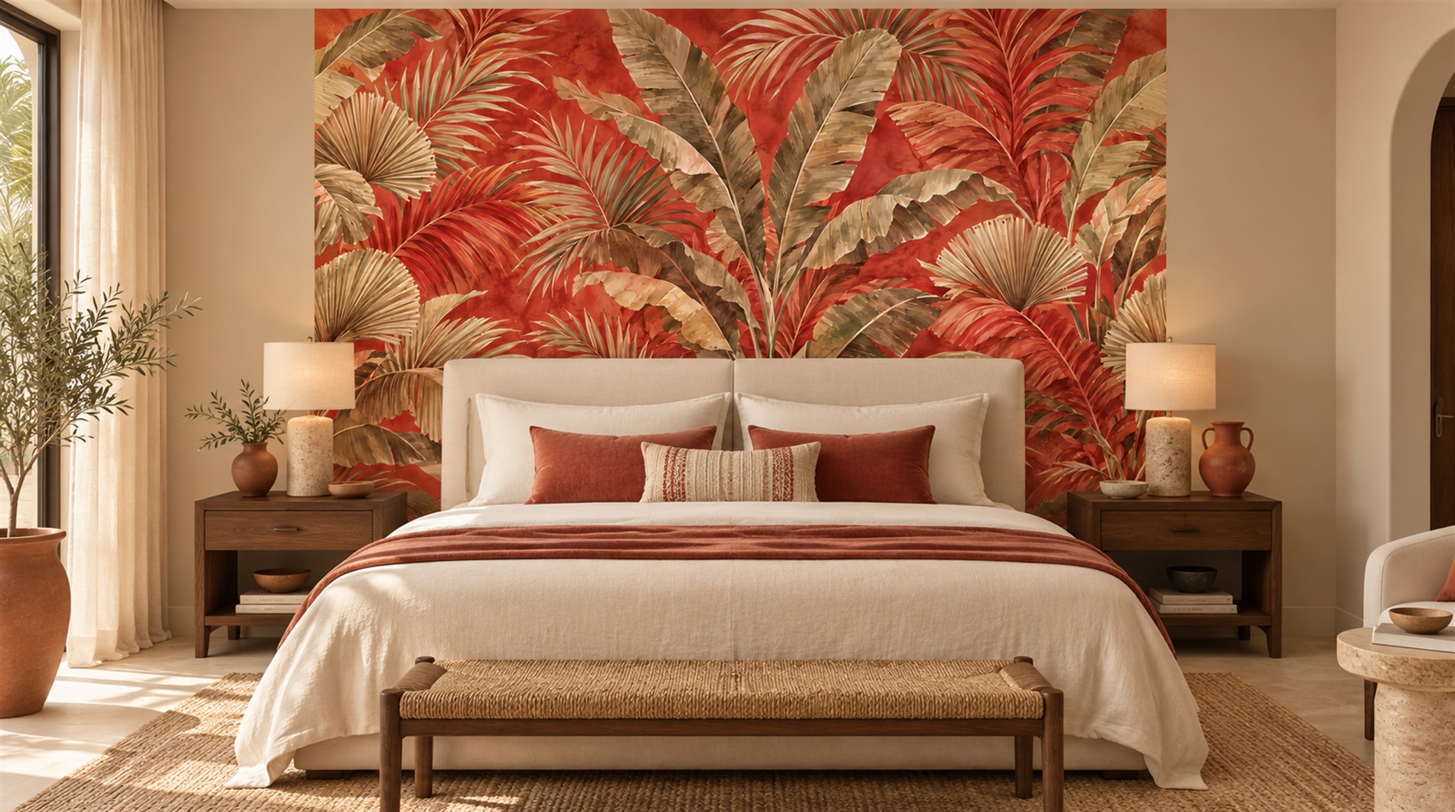 Natural Palm Leaves Wallpaper Mural Scene