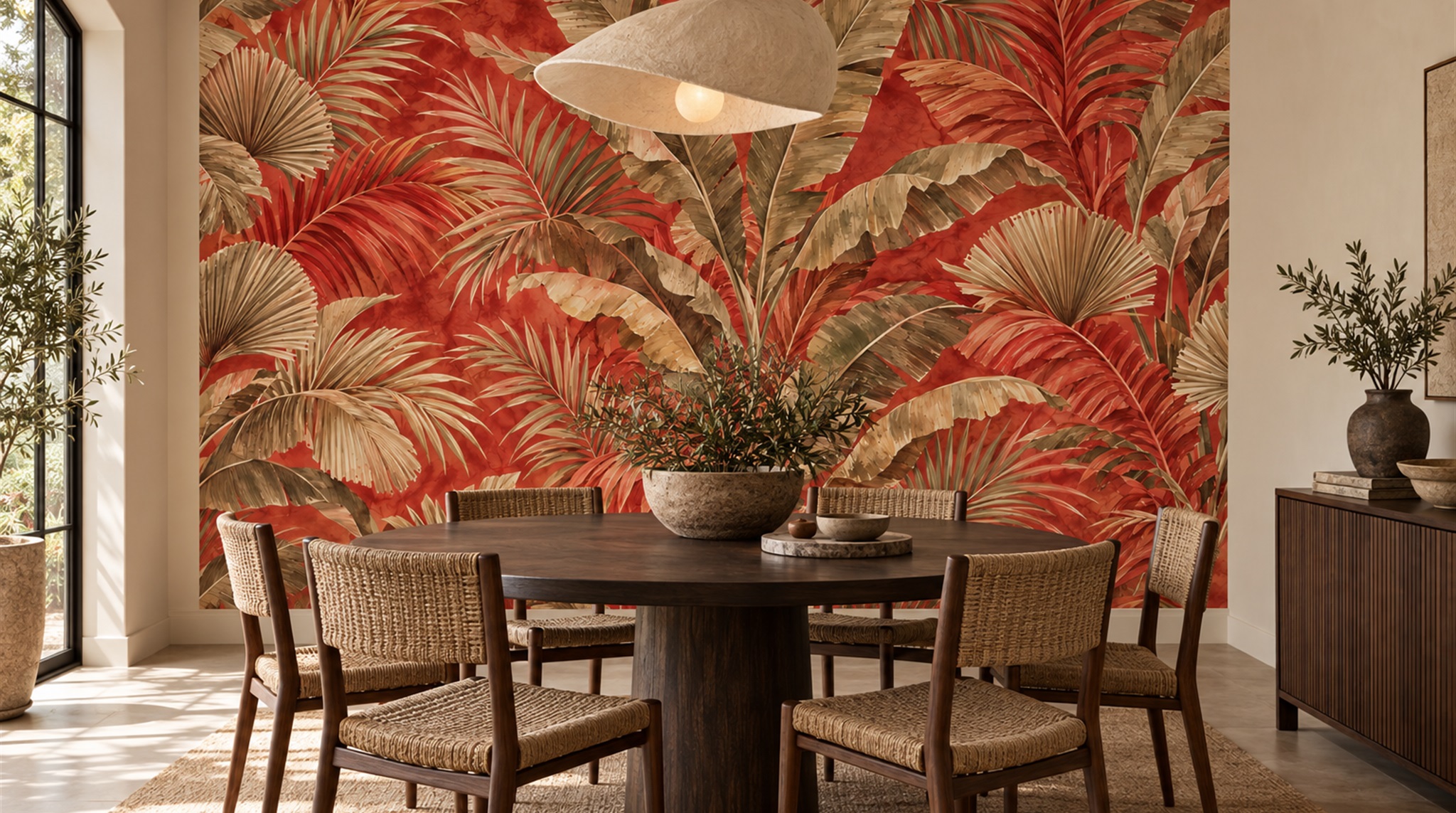Natural Palm Leaves Wallpaper Mural Scene