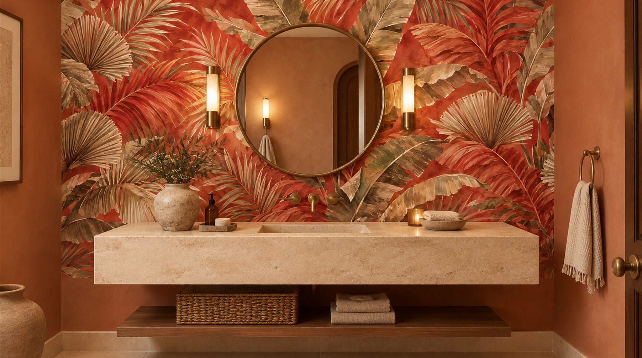 Natural Palm Leaves Wallpaper Mural Scene