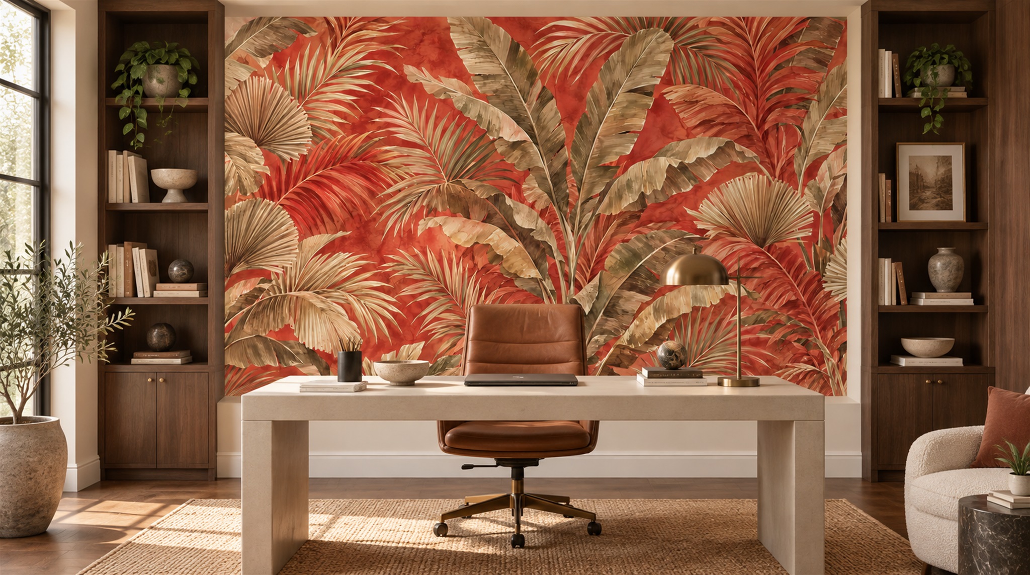 Natural Palm Leaves Wallpaper Mural Scene