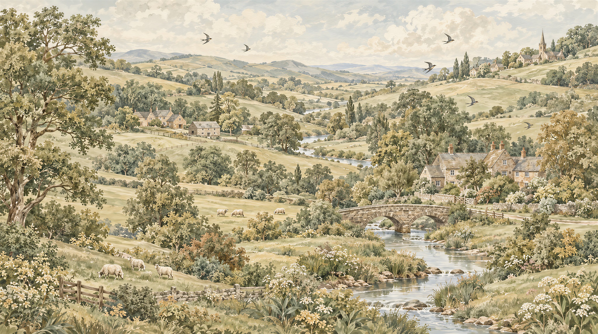 Olive Decorative Wall Art Wallpaper Mural Main