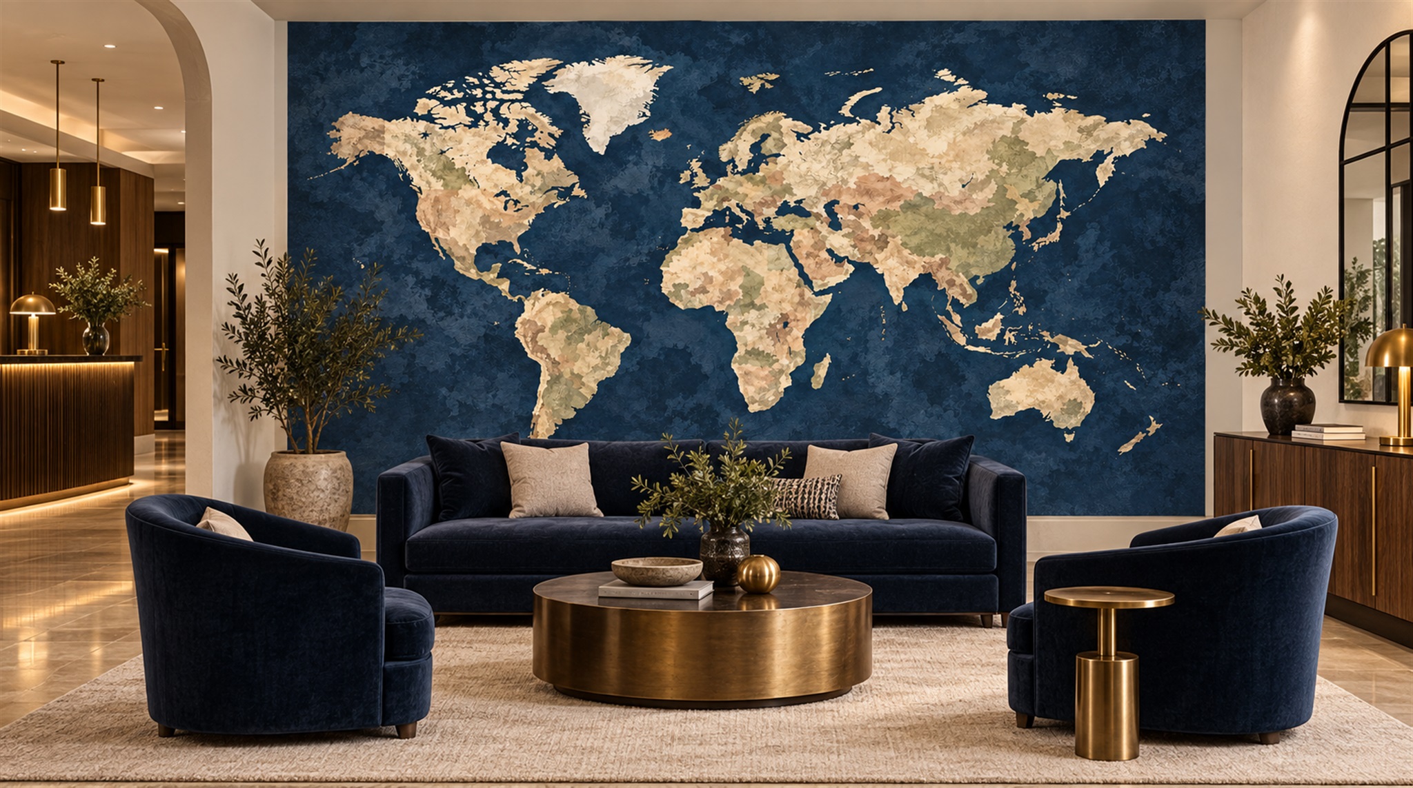 Navy Decorative Wall Art Wallpaper Mural Scene