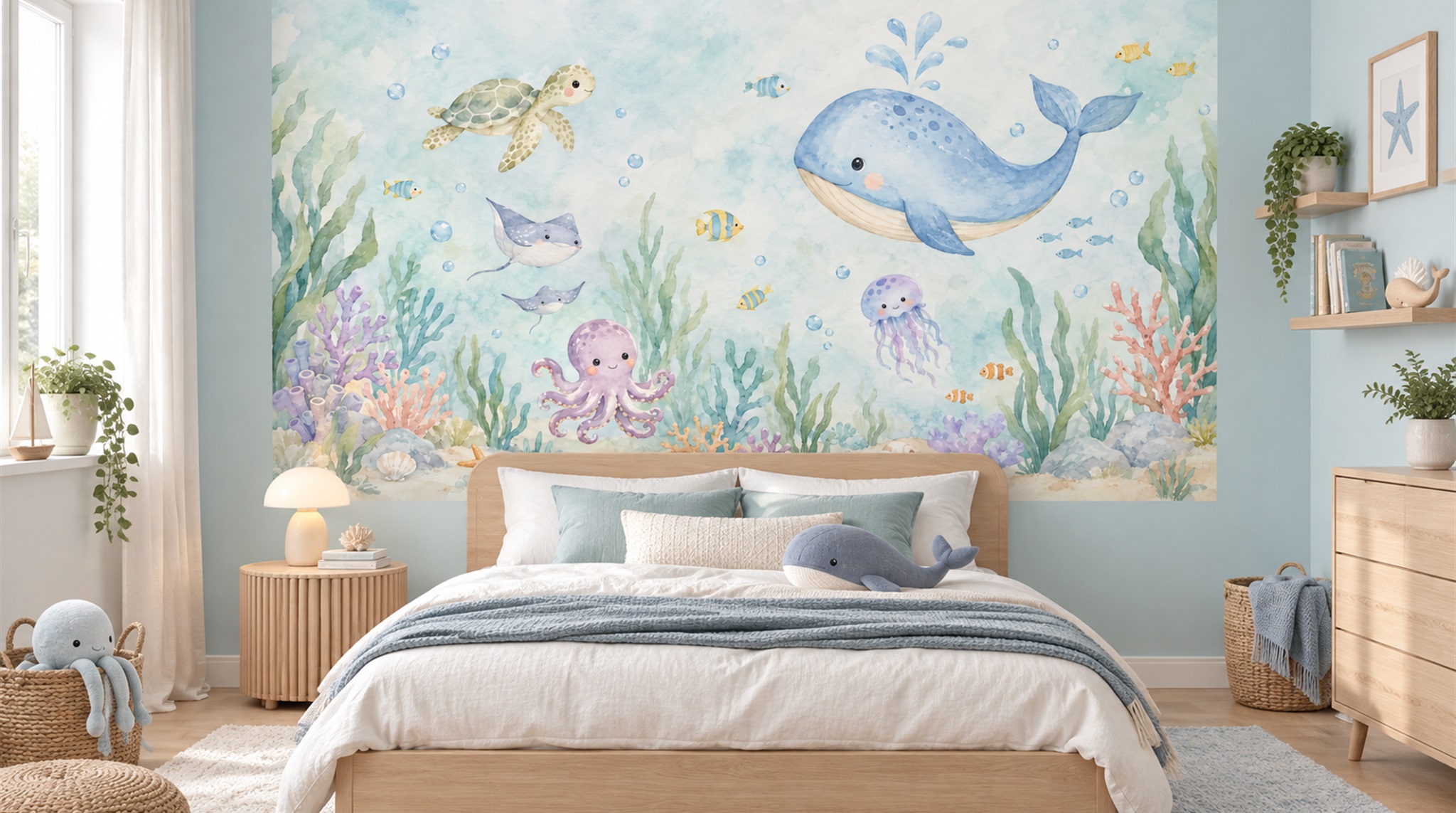 Aqua Ocean Landscape Wallpaper Mural Main