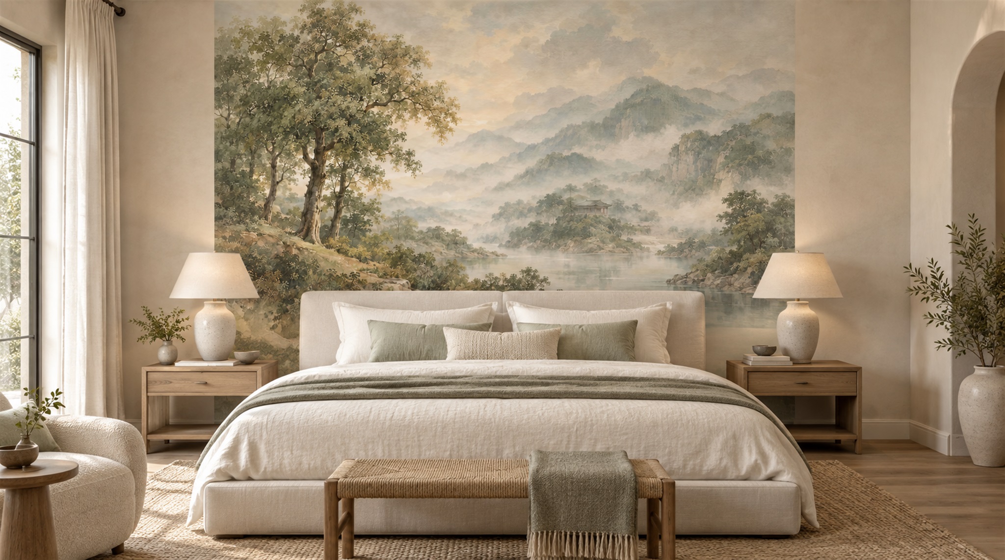 Green Decorative Wall Art Wallpaper Mural Scene