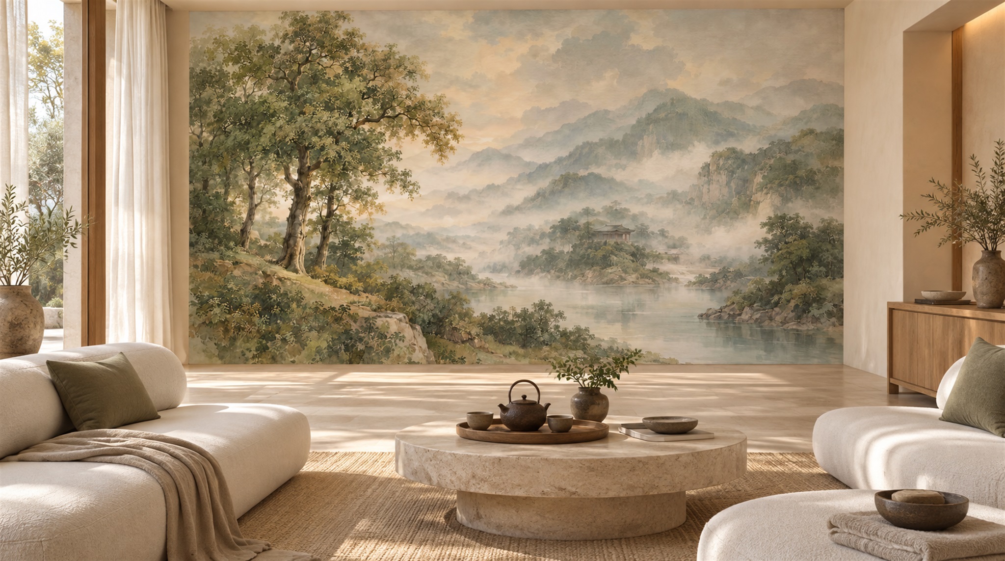 Green Decorative Wall Art Wallpaper Mural Scene