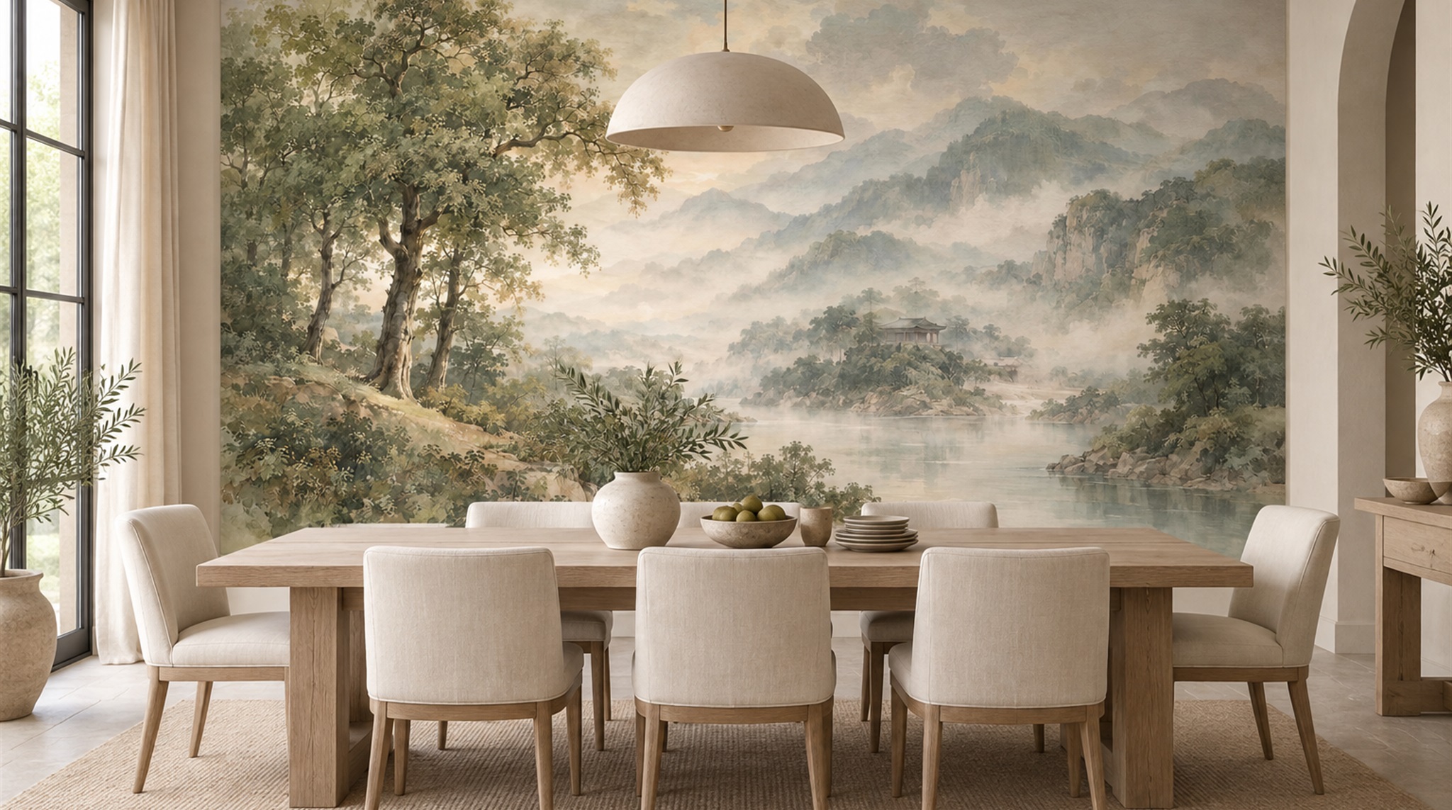 Green Decorative Wall Art Wallpaper Mural Scene