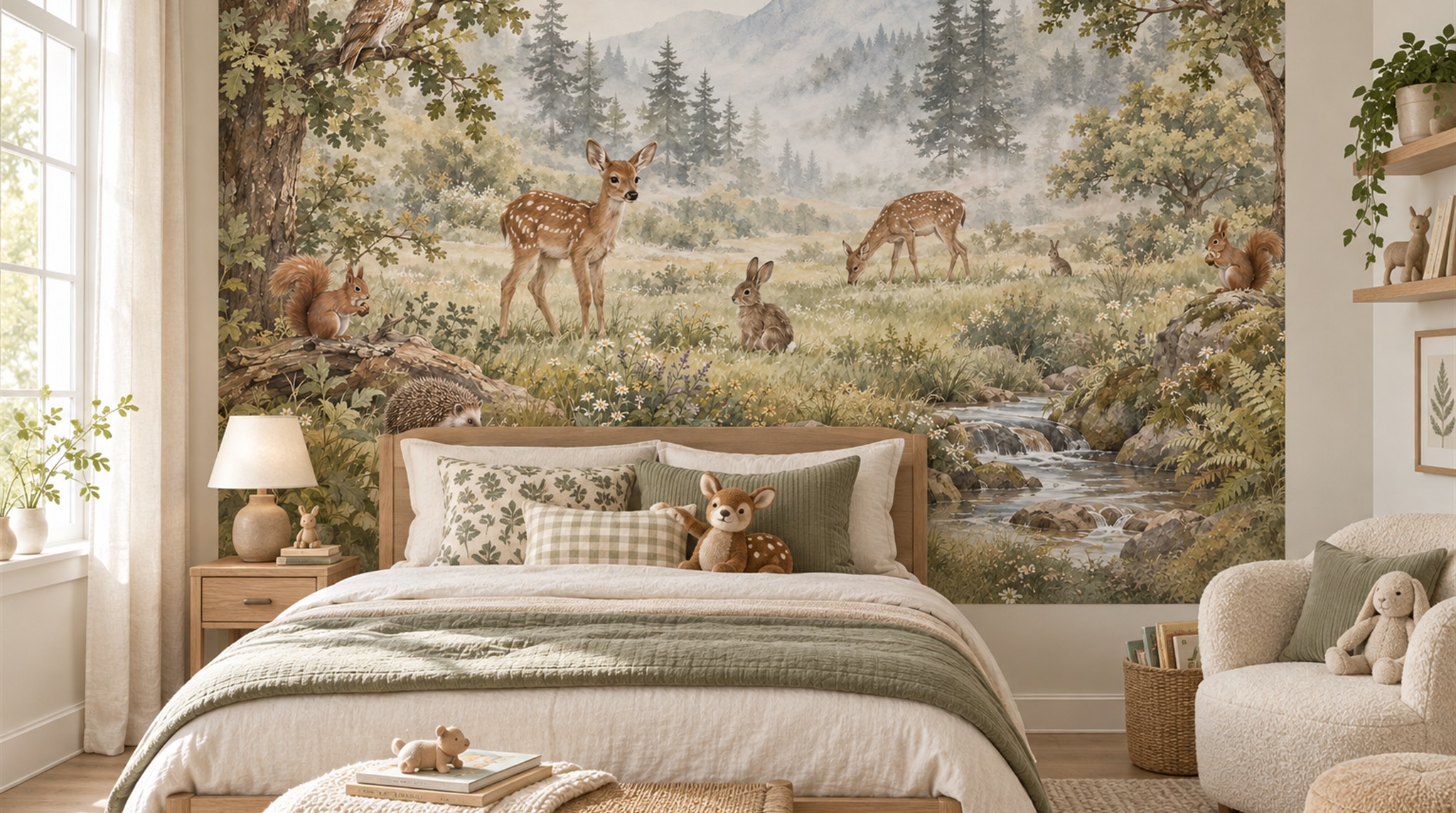 Sage Green Decorative Wall Art Wallpaper Mural Scene