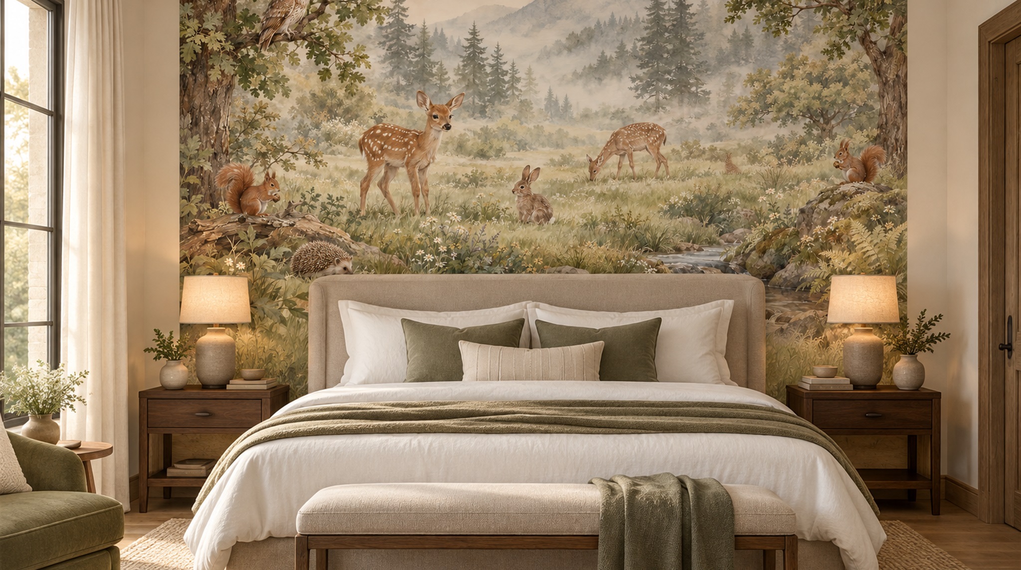 Sage Green Decorative Wall Art Wallpaper Mural Scene