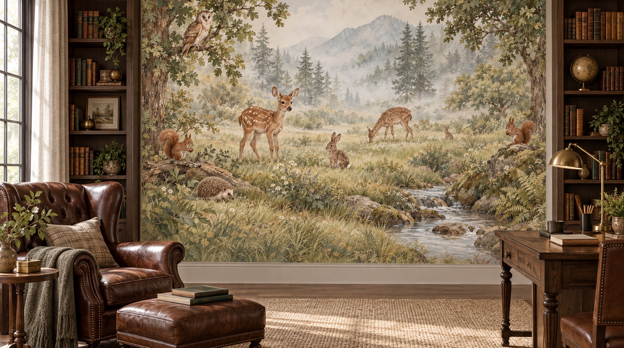 Sage Green Decorative Wall Art Wallpaper Mural Scene