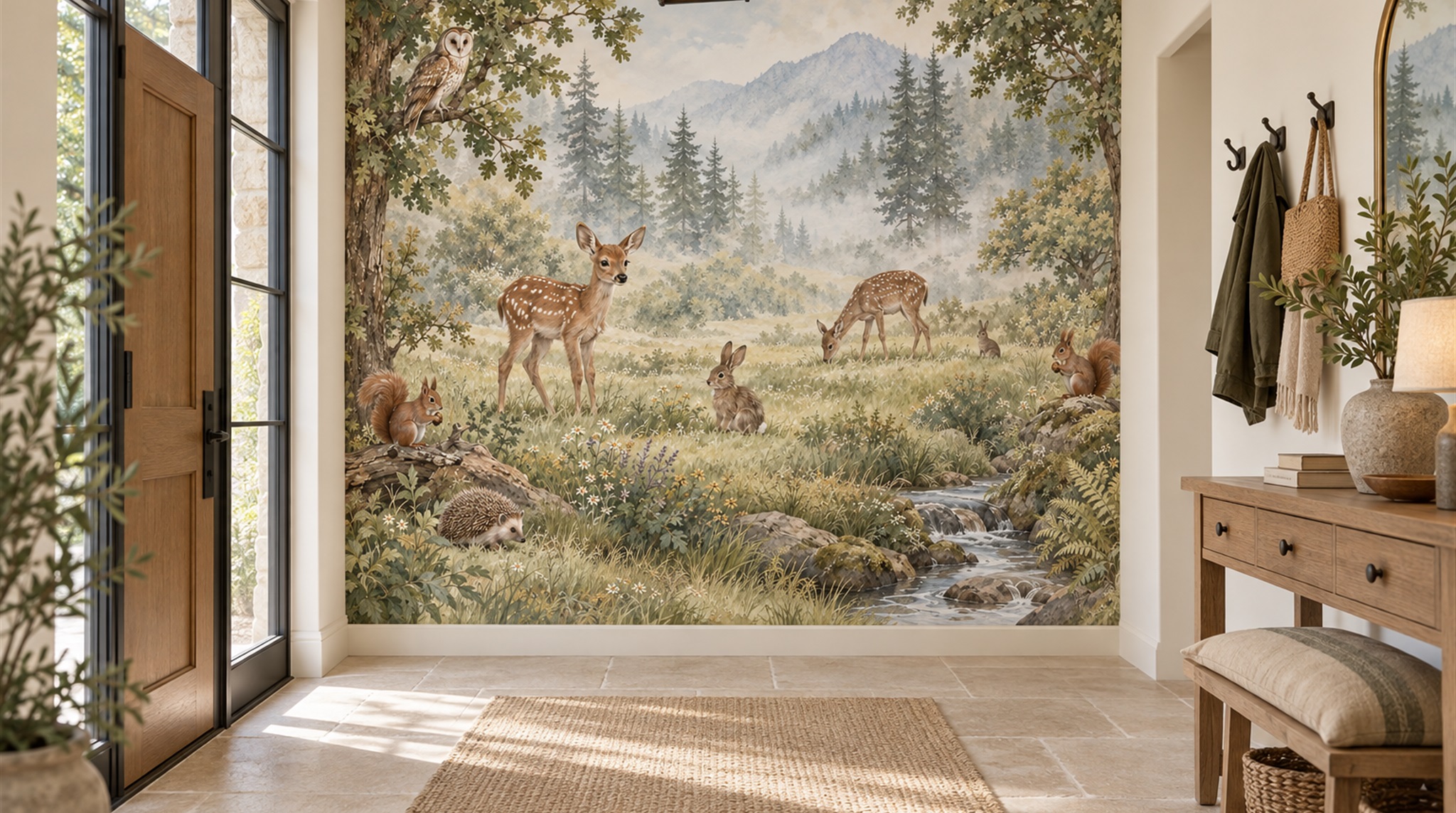 Sage Green Decorative Wall Art Wallpaper Mural Scene