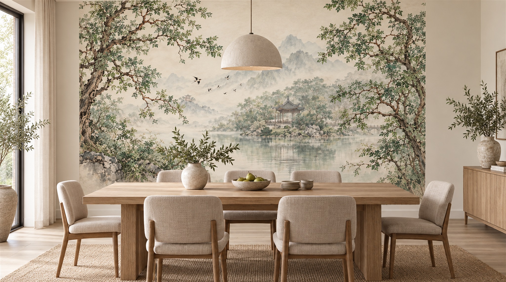 Sage Green Decorative Wall Art Wallpaper Mural Scene