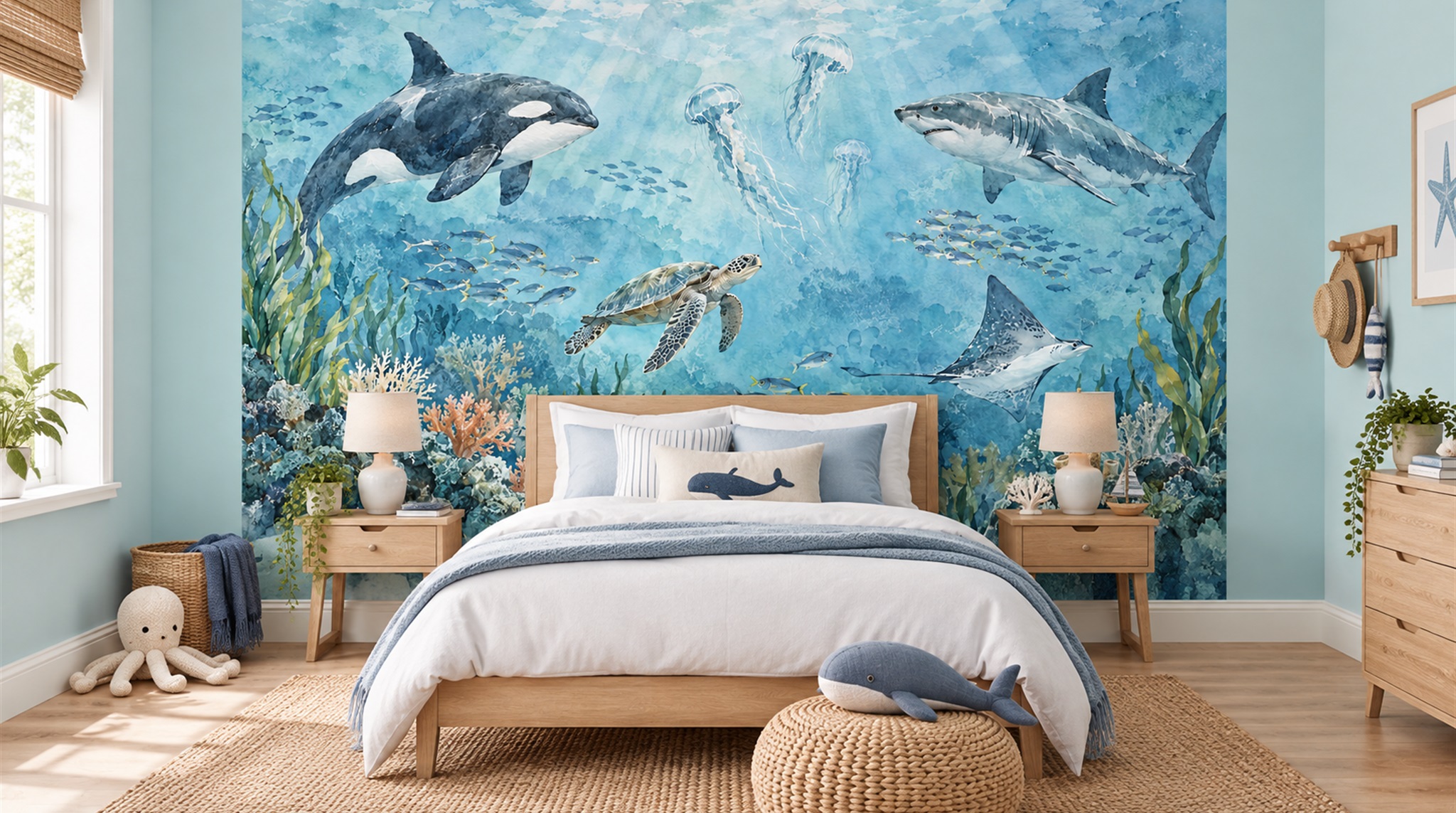 Aqua Ocean Landscape Wallpaper Mural Main