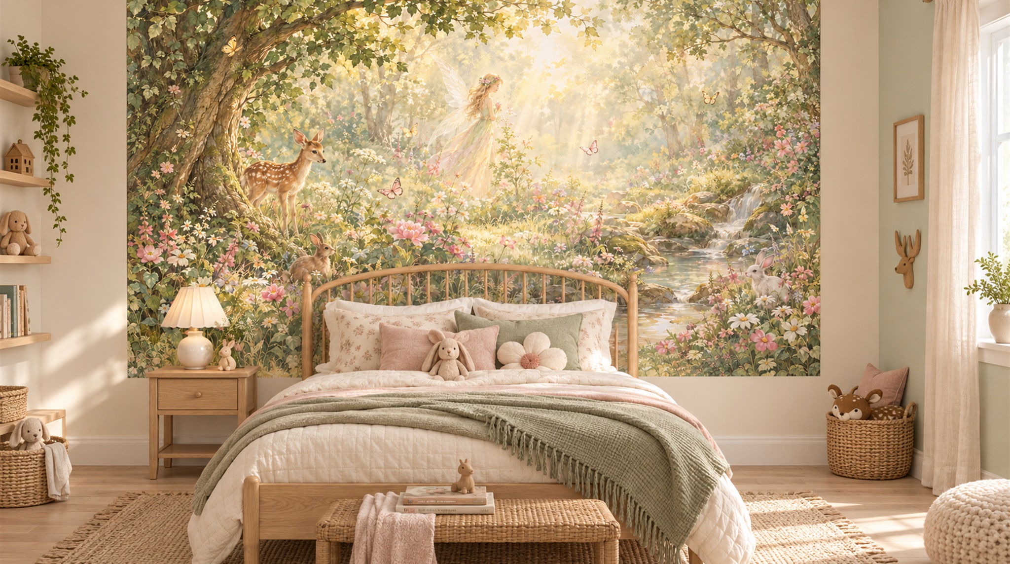 Sage Green Layered Foliage Wallpaper Mural