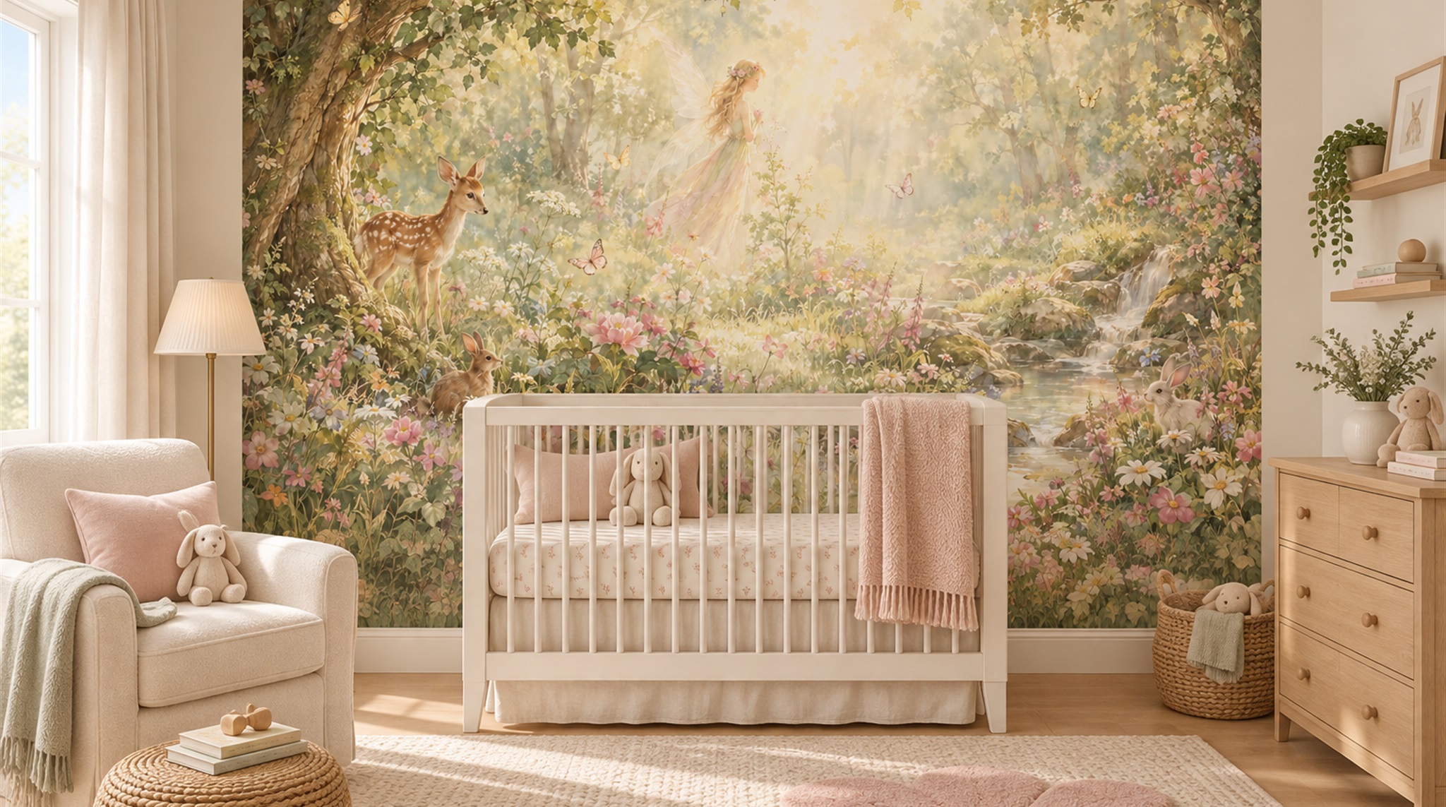 Sage Green Layered Foliage Wallpaper Mural Scene