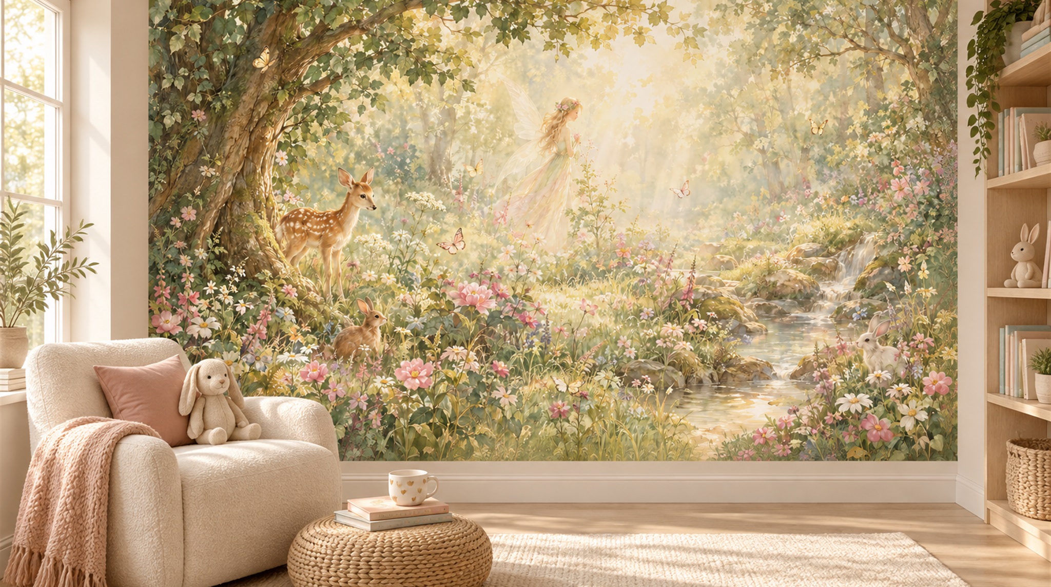 Sage Green Layered Foliage Wallpaper Mural Scene