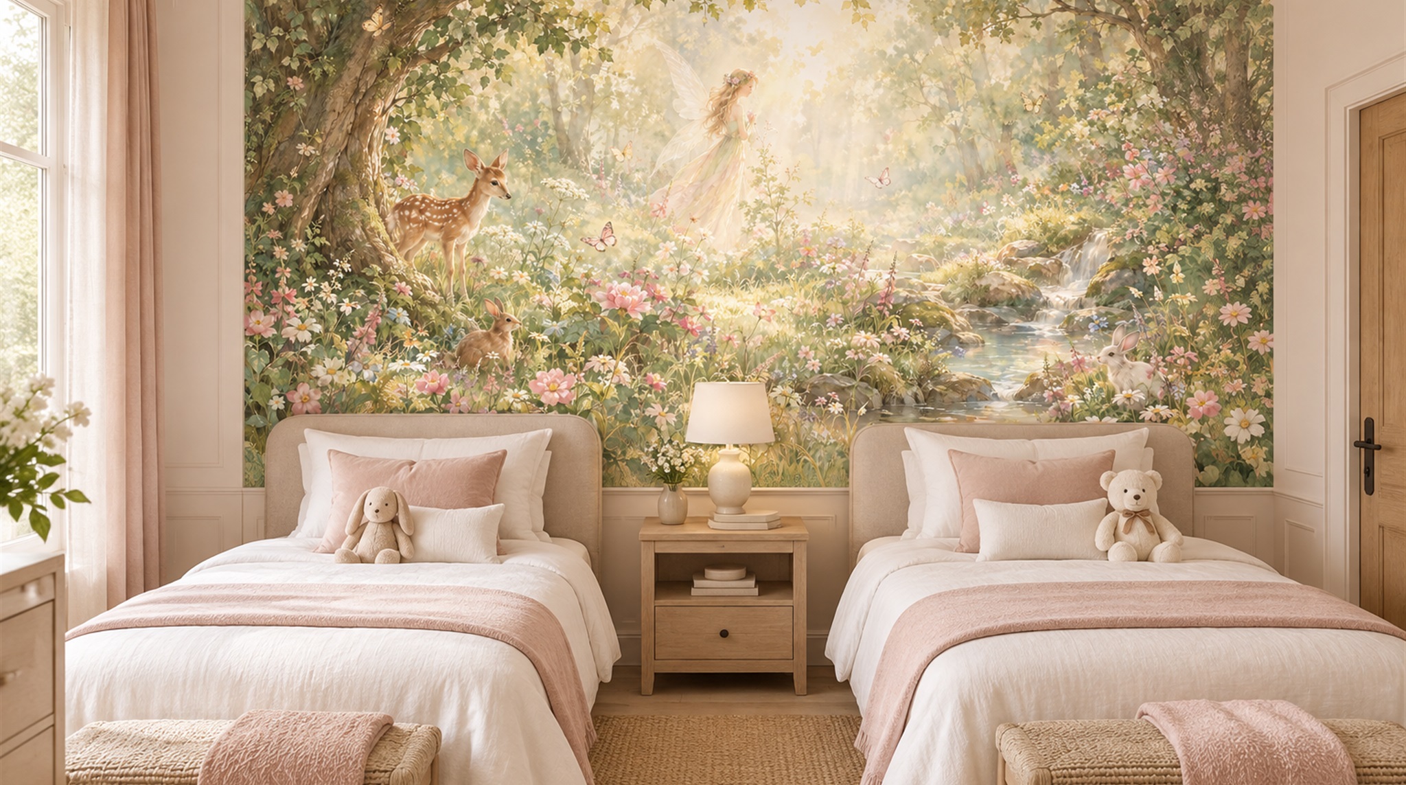 Sage Green Layered Foliage Wallpaper Mural Scene