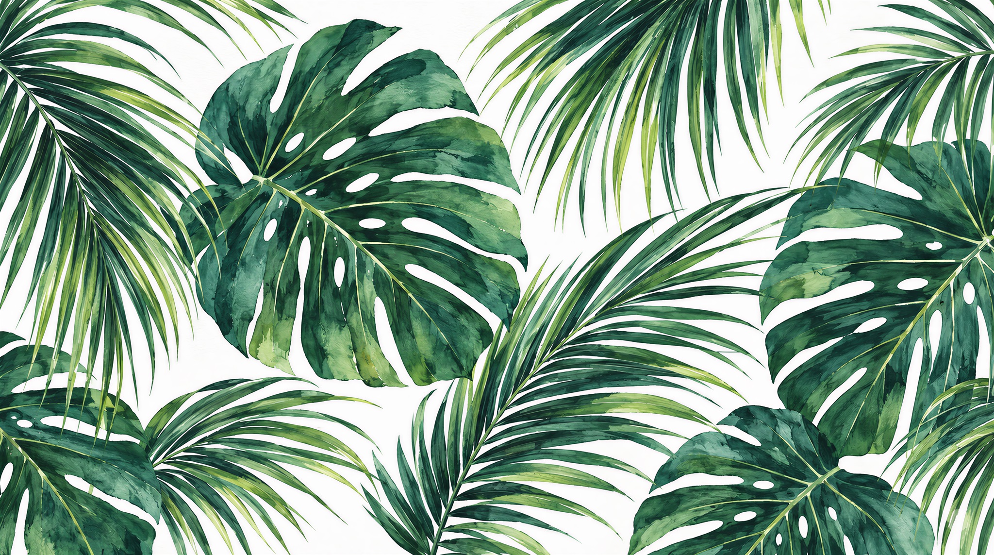 Green Palm Leaves Wallpaper Mural Scene