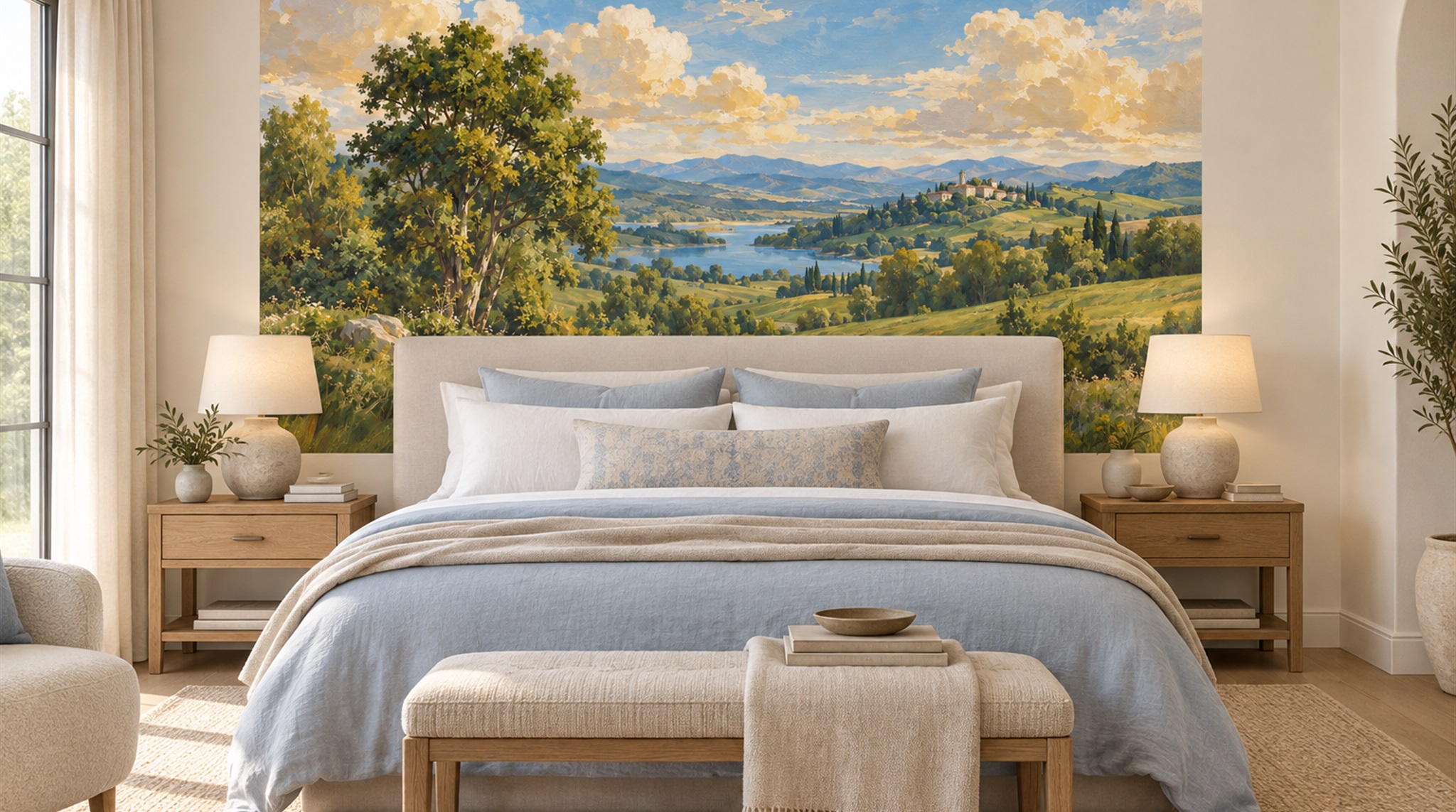 Blue Decorative Wall Art Wallpaper Mural Scene
